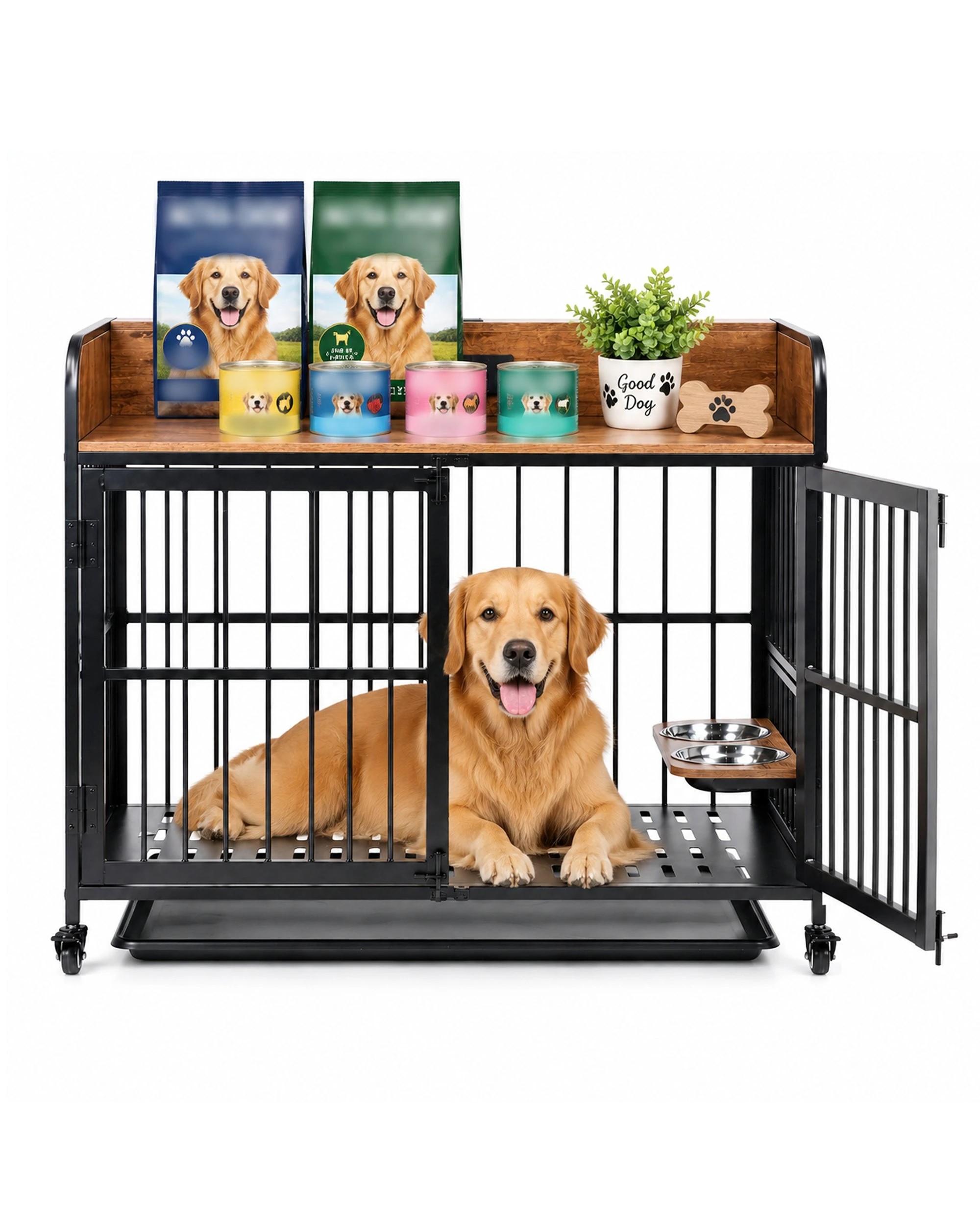 Advwin Wooden Dog Crate Furniture with Power Outlet Side Table - Kmart