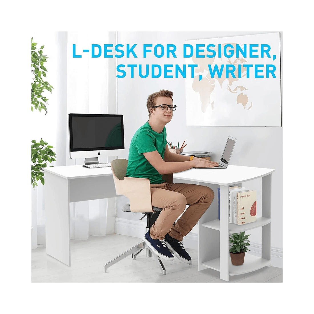 5 Advwin Computer Desk L Shaped Office Desk Corner Study Table, 5 of 8