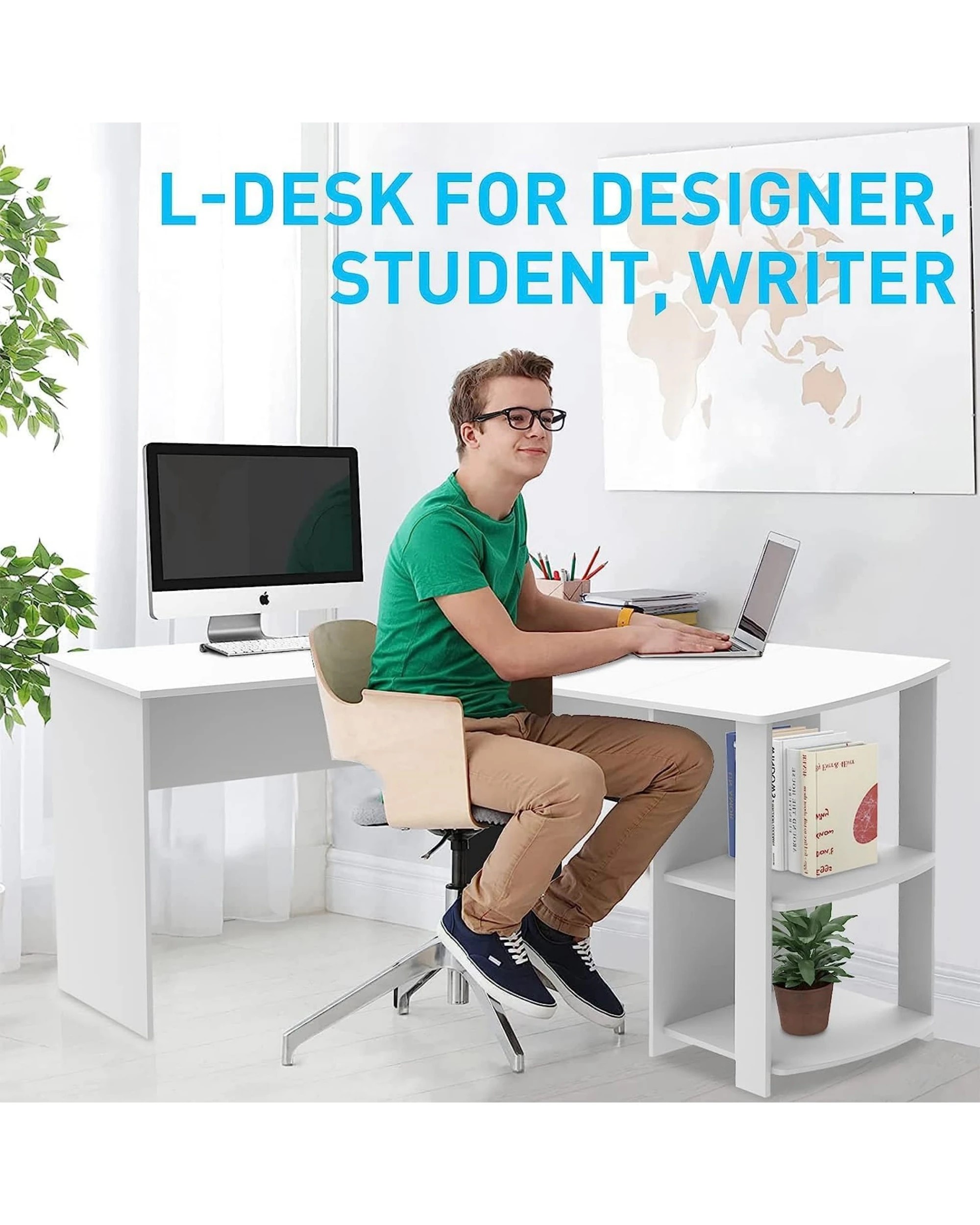 5 Advwin Computer Desk L Shaped Office Desk Corner Study Table, 5 of 8