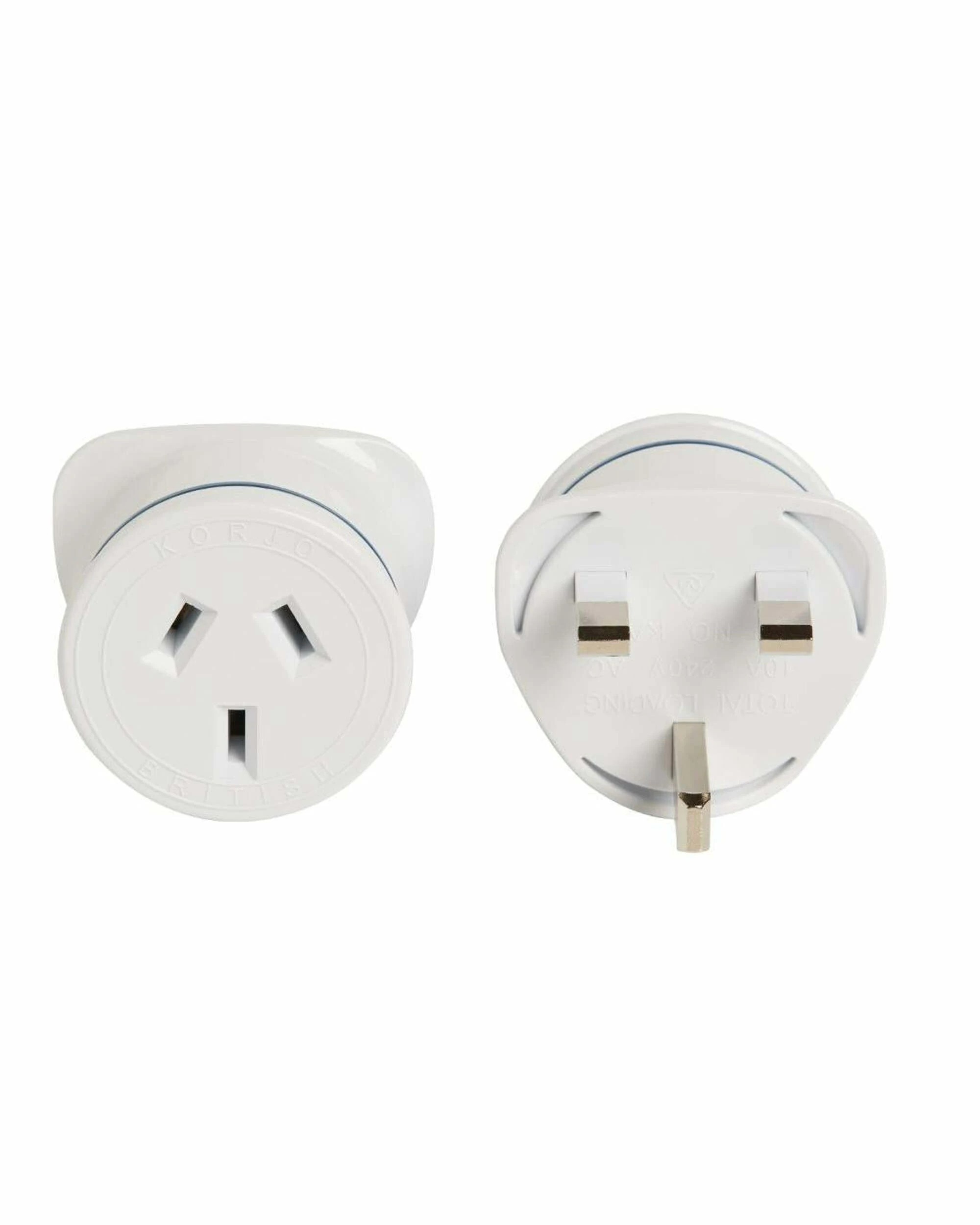 1 Korjo Travel Adaptor Plug - Aus to UK - White, 1 of 3