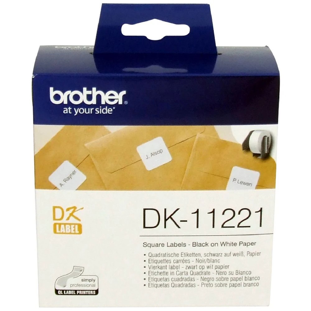 1 Brother DK 11221 Labels Square 23 x 23mm Black on White, 1 of 1