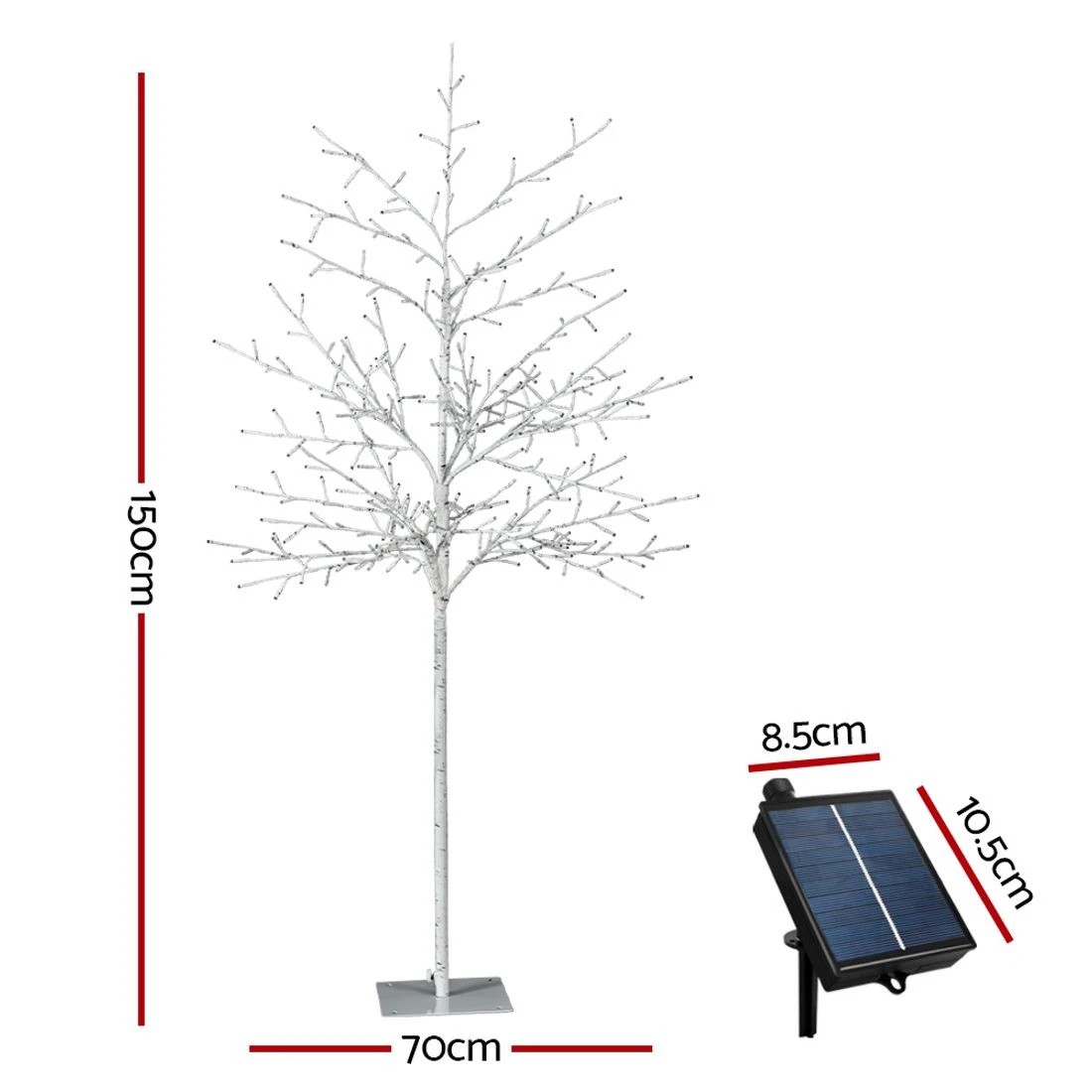 2 Jingle Jollys Solar Christmas Tree 1.5m Twigs 304 Led Lights Xmas Tree Lush Foliage Sturdy Stand Easy Assembly - White, 2 of 7