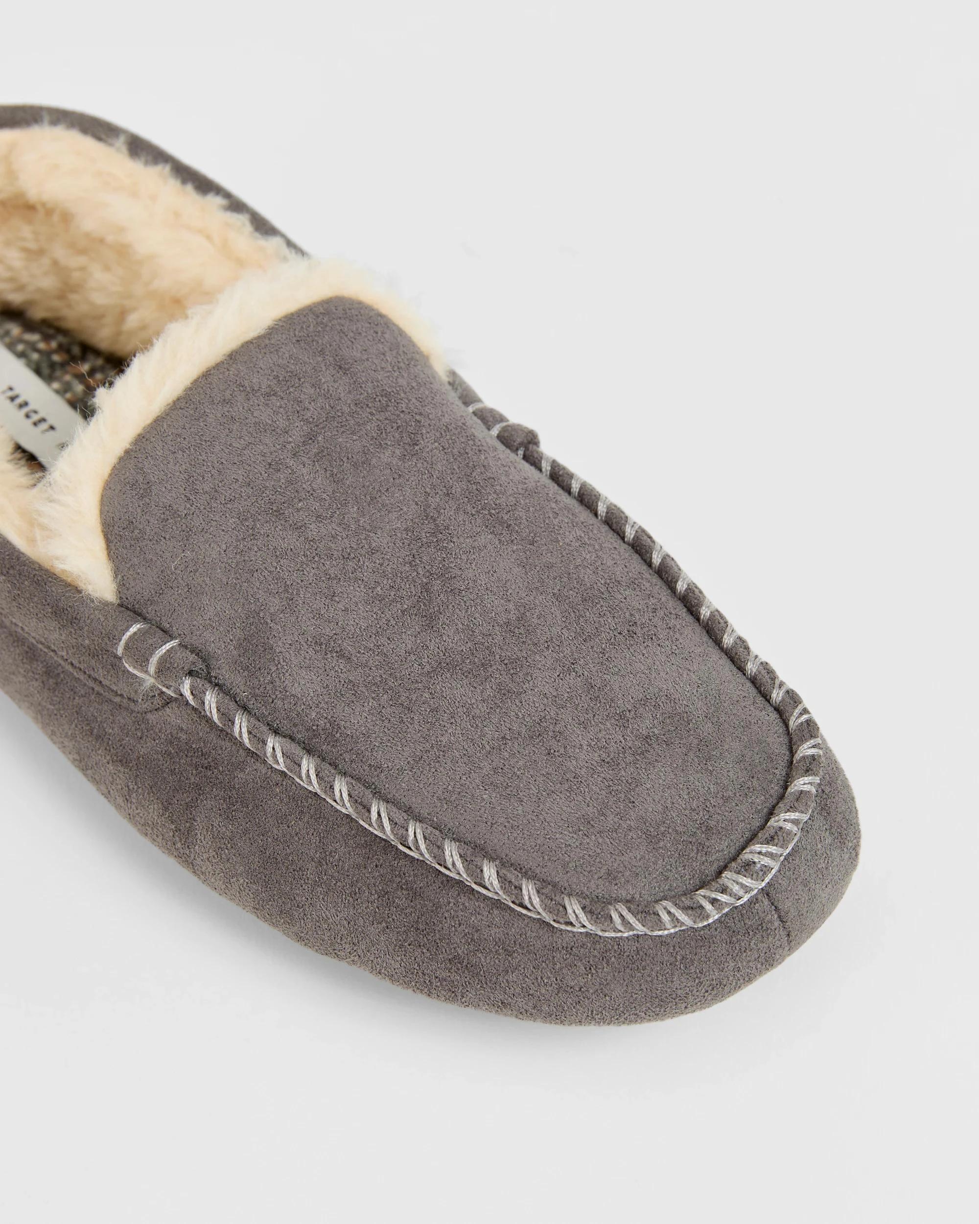 1 Target Mens Moccasin Slippers CHARCOAL, 1 of 3