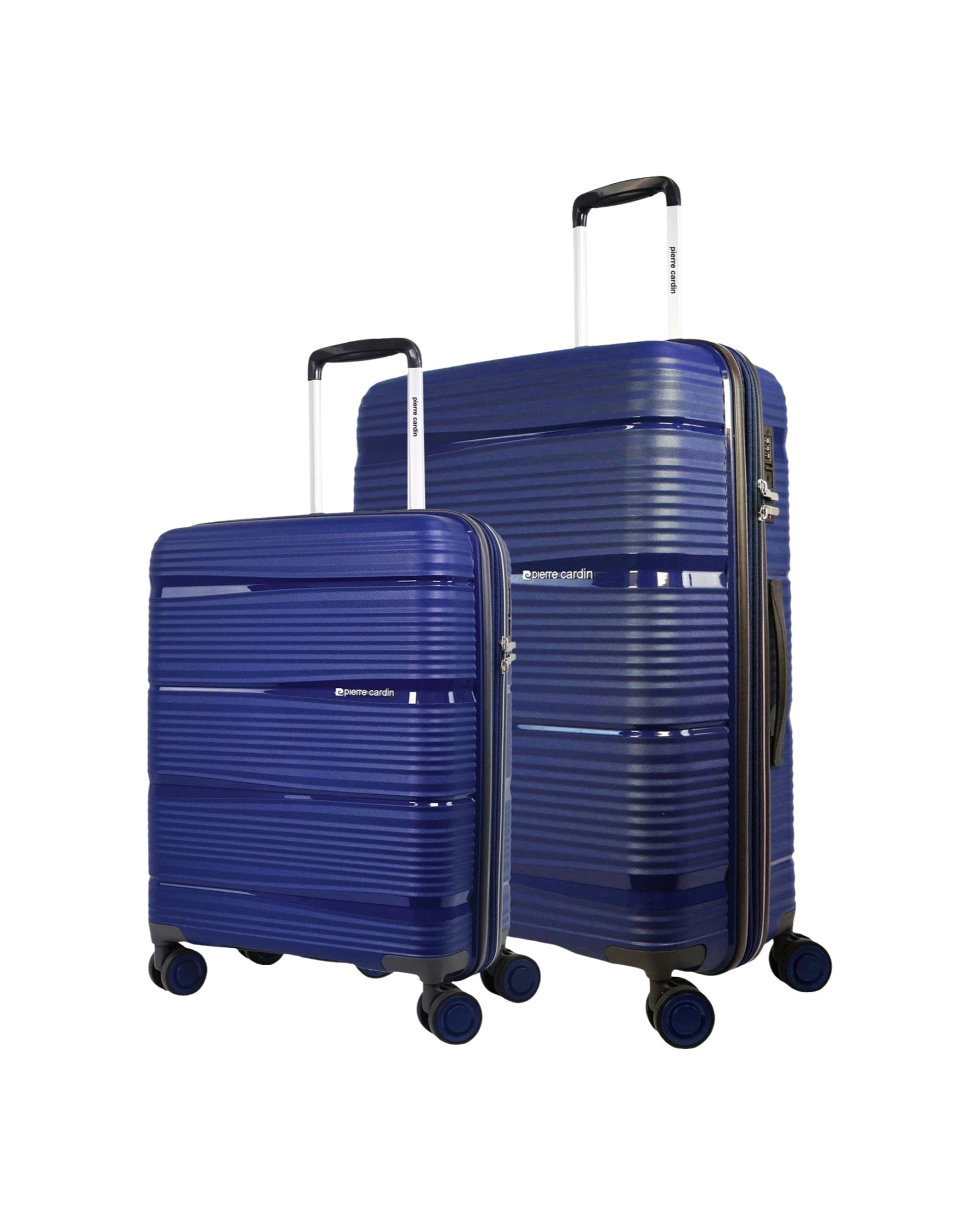 1 Pierre Cardin 2pc Polypropolene (PP) Large & Cabin Luggage Suitcase Set Navy - Blue, 1 of 7