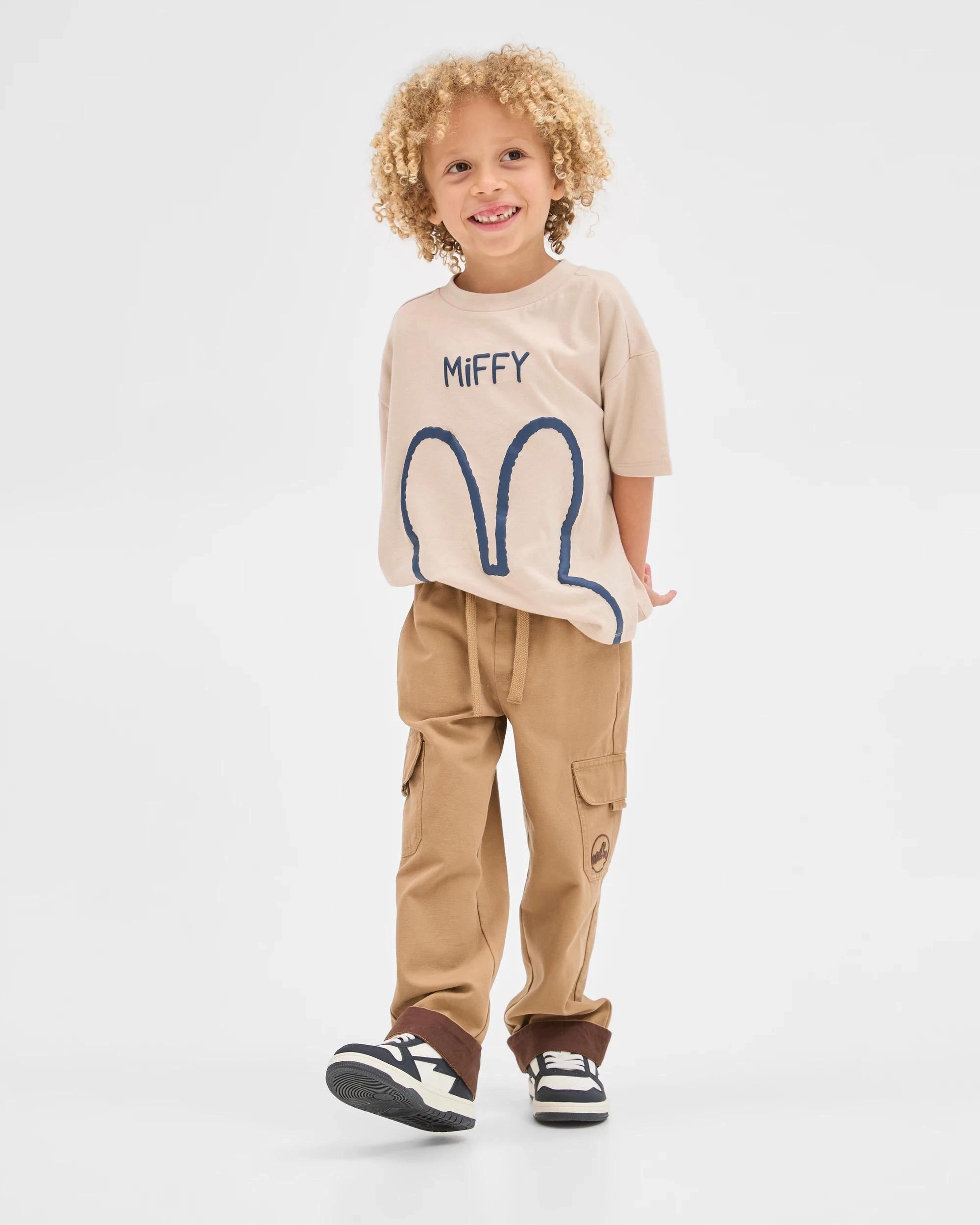 1 Target Kids Australian Cotton Blend Elastic Waistband Cargo Pants TAN, 1 of 8