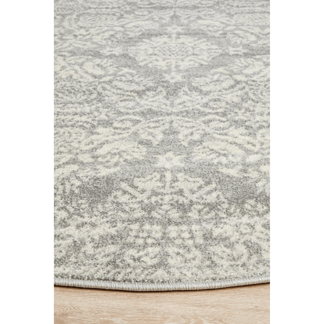 5 Rug Culture Mirage Gwyneth Transitional Silver Round Rug, 10mm Power-loomed Polypropylene, Made in Turkey - Silver, 5 of 9
