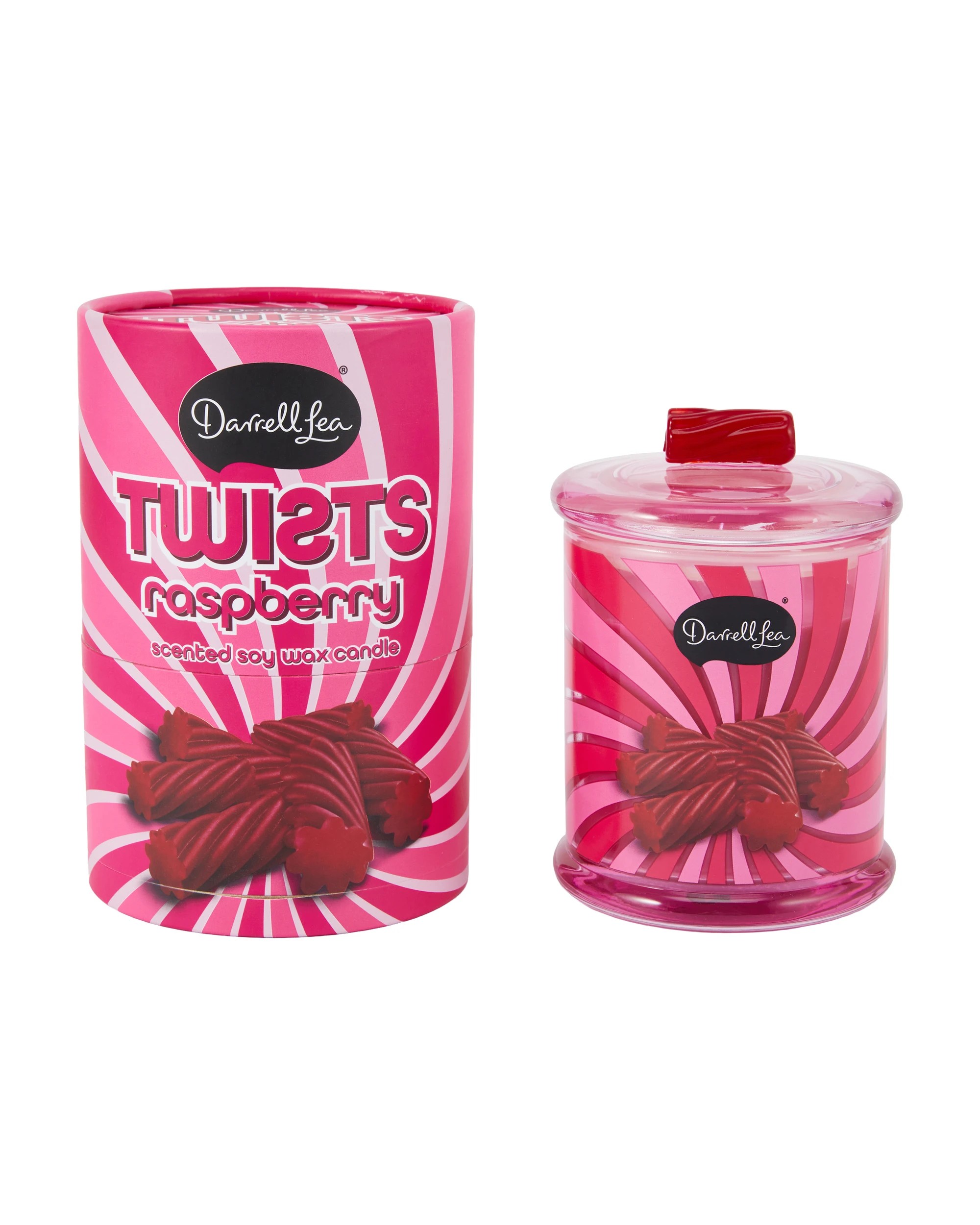 1 Darrell Lea Twists Raspberry Scented Soy Wax Candle, 1 of 6