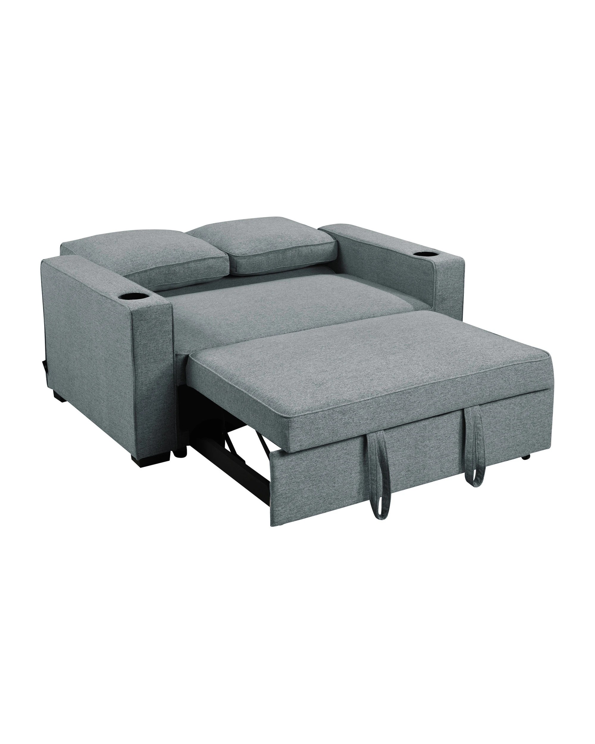 5 Sarantino Hoffman Linen Sofa Bed With Cushions And Cup Holders Airforce Blue, 5 of 10