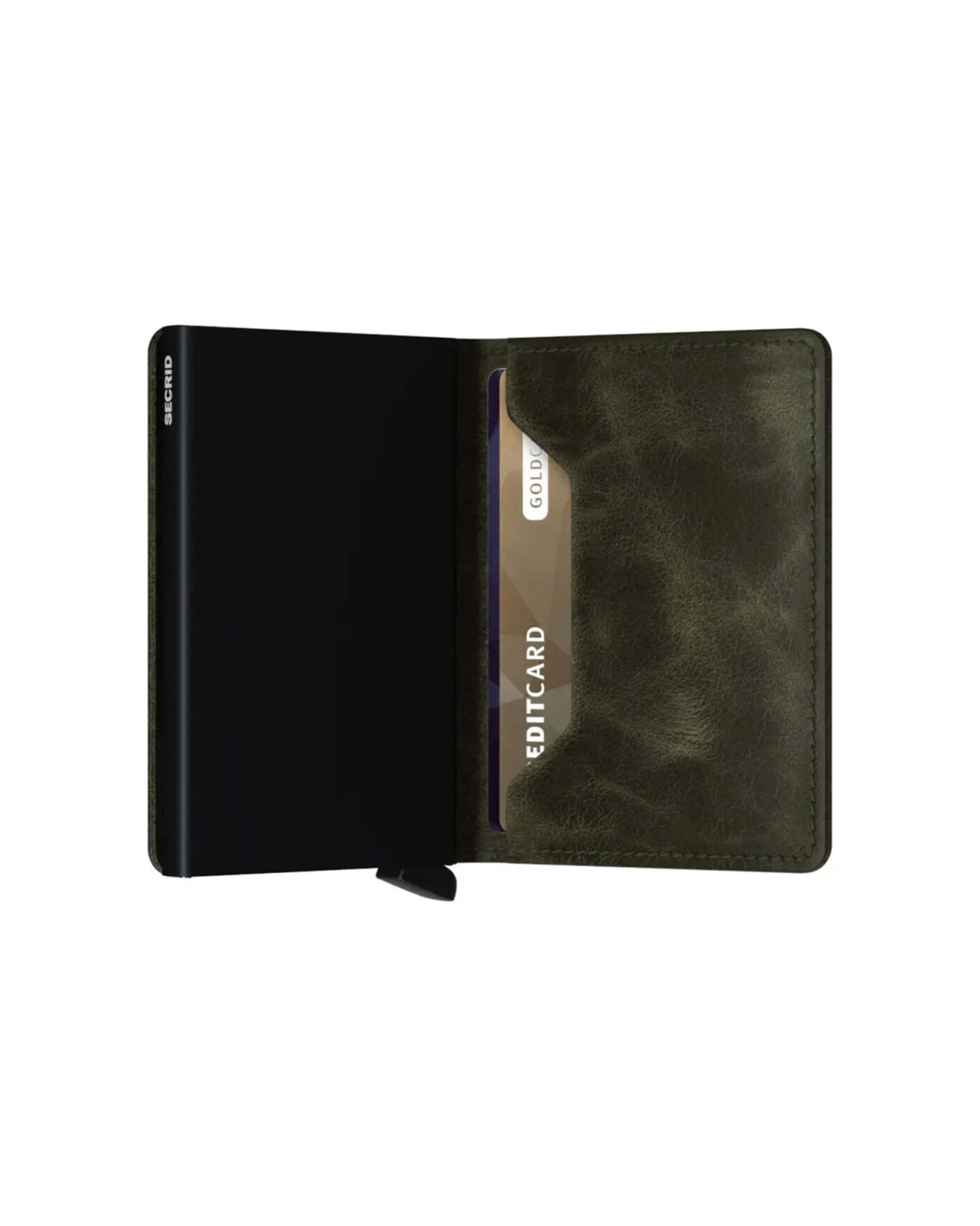 2 Secrid Slimwallet Compact RFID Wallet Vintage Leather Ultra Slim Design Easy Carry Olive - Green, 2 of 5