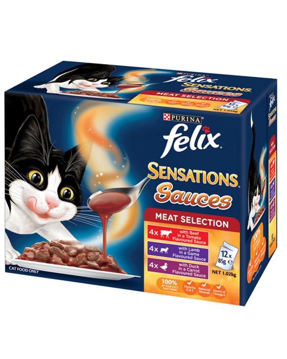 Felix Sensations Sauces Meat Selection Cat Food 85g x 12