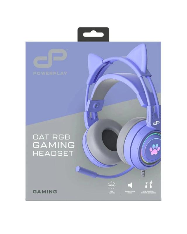 PowerPlay Cat RGB Gaming Headset - Pu