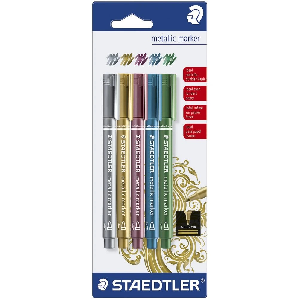 2 Staedtler Metallic Markers Bullet Metallic Assorted 5 Pack, 2 of 3