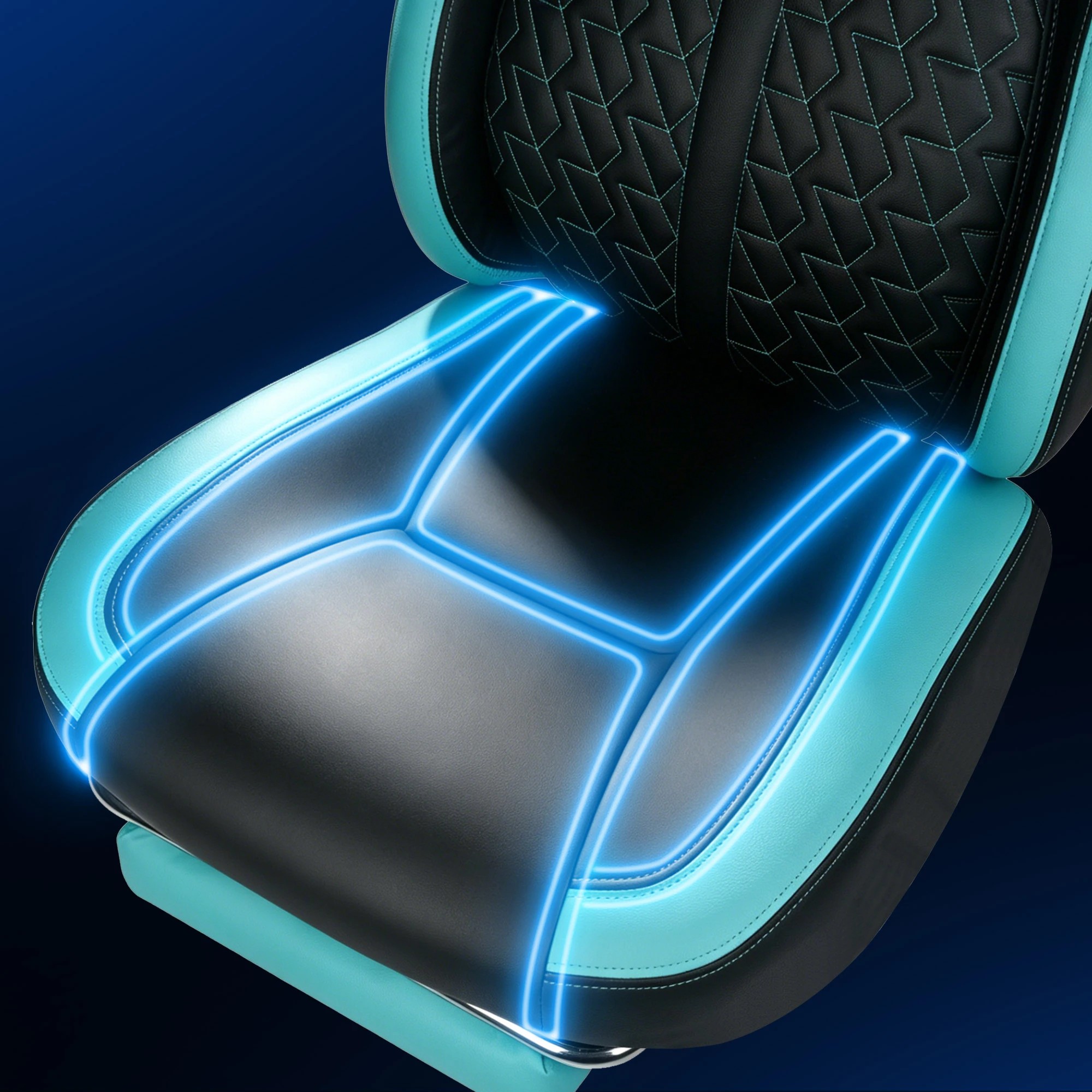 7 Alfordson Gaming Office Chair Ergonomic Computer Footrest Leather - Cyan, 7 of 9