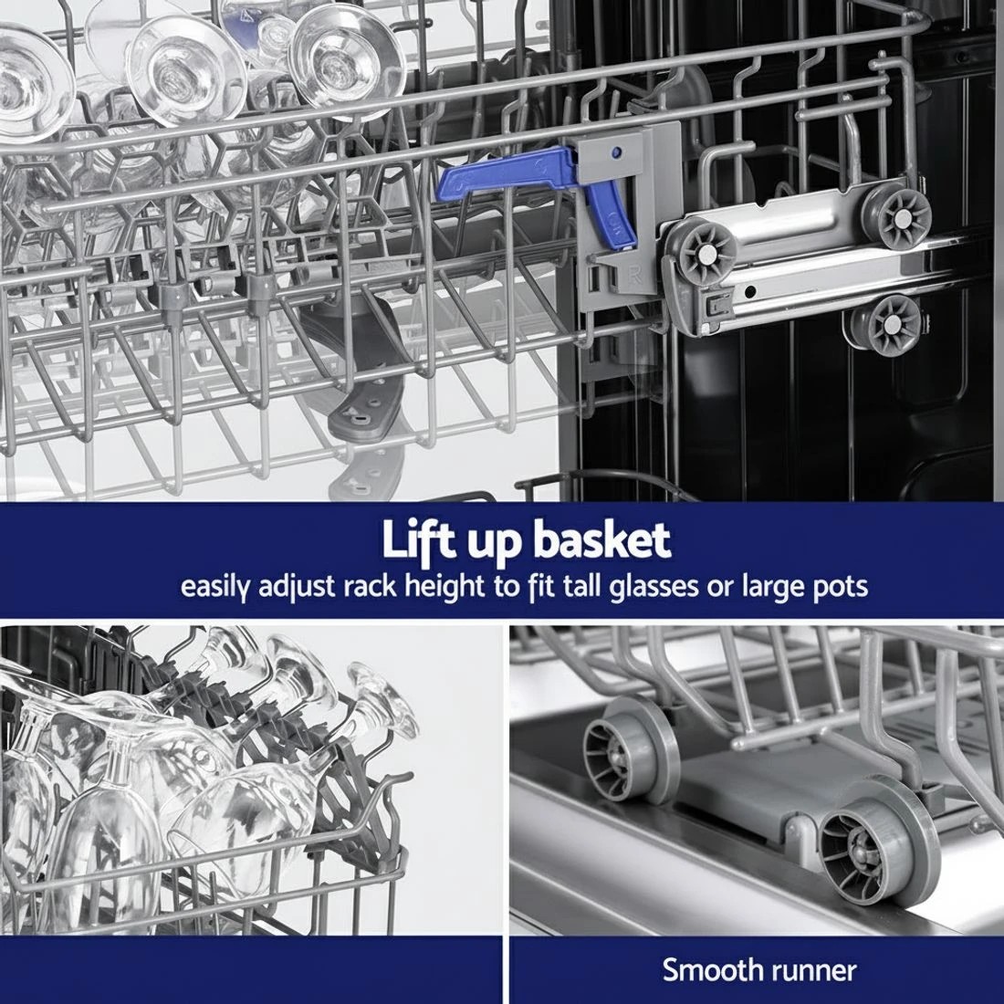 7 Devanti 10 Place Settings Freestanding Dishwasher - Silver, 7 of 7