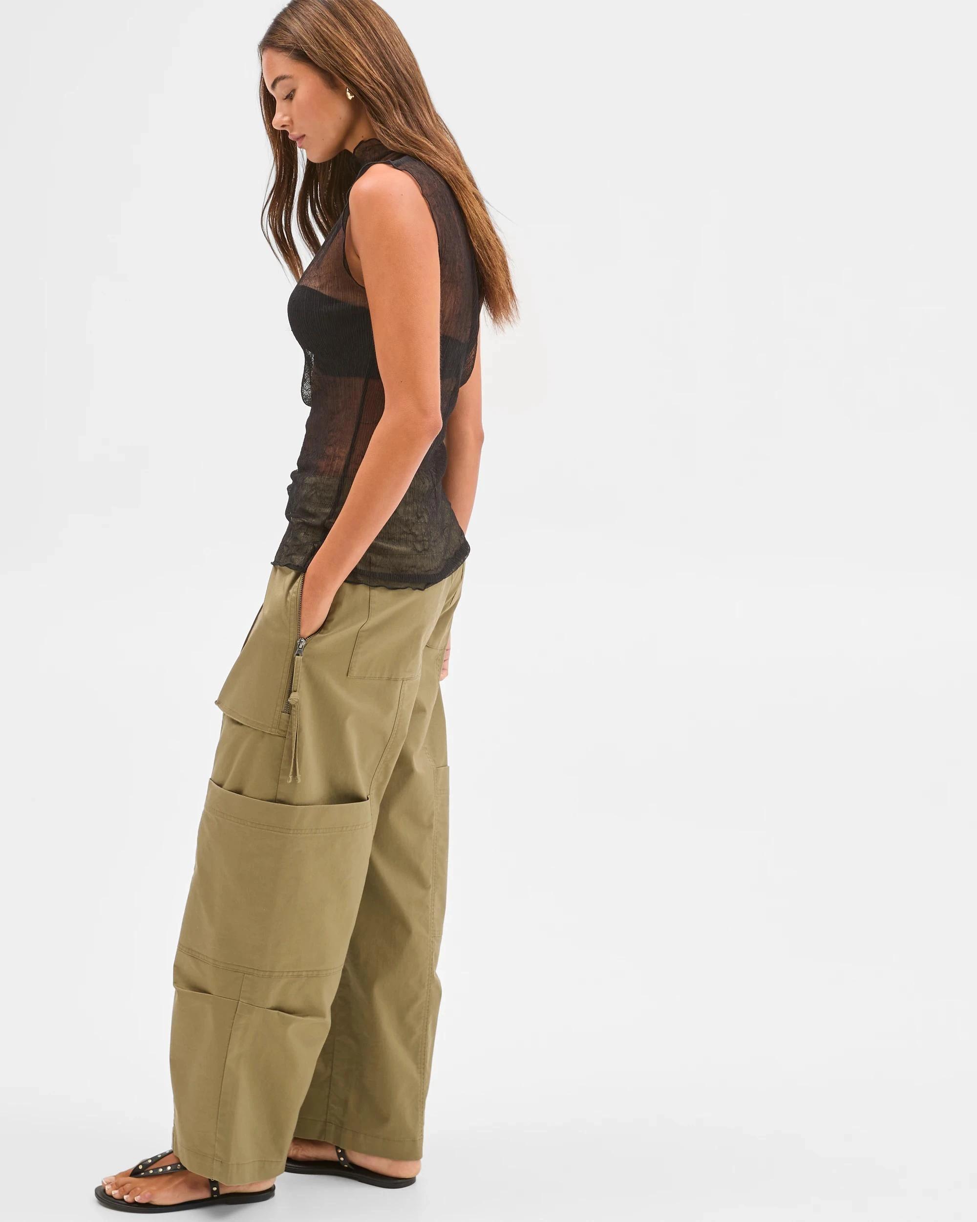 4 Lily Loves Australian Cotton Blend Utility Cargo Pants SOFT KHAKI, 4 of 6