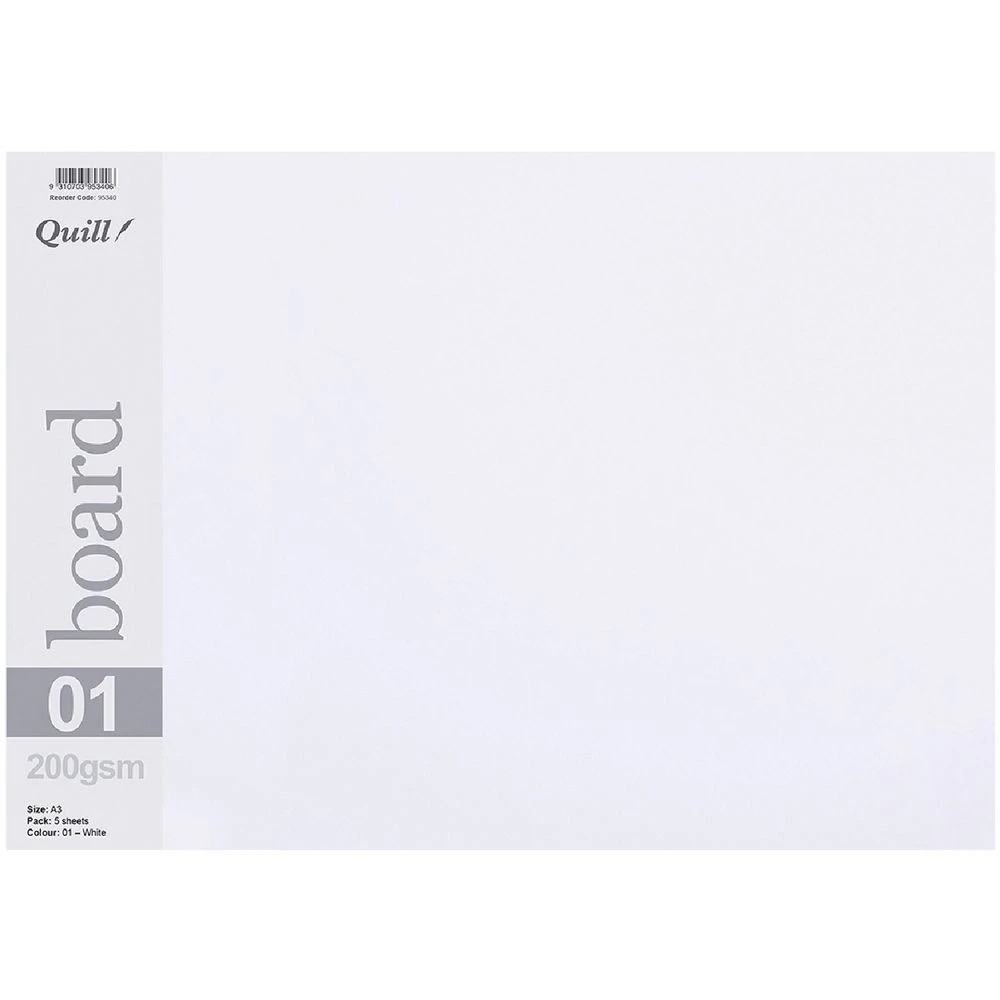 1 Quill A3 200gsm Board White 5 Pack, 1 of 1