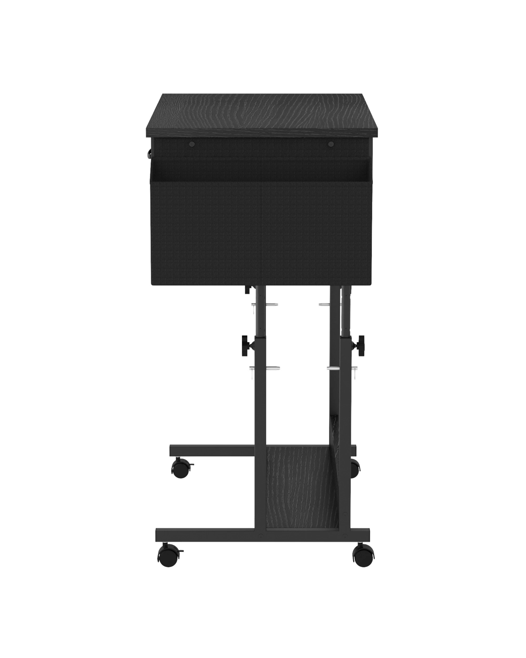 9 Advwin Small Portable Rolling Standing Desk Adjustable Height with 2 Fabric Drawers - Black, 9 of 9