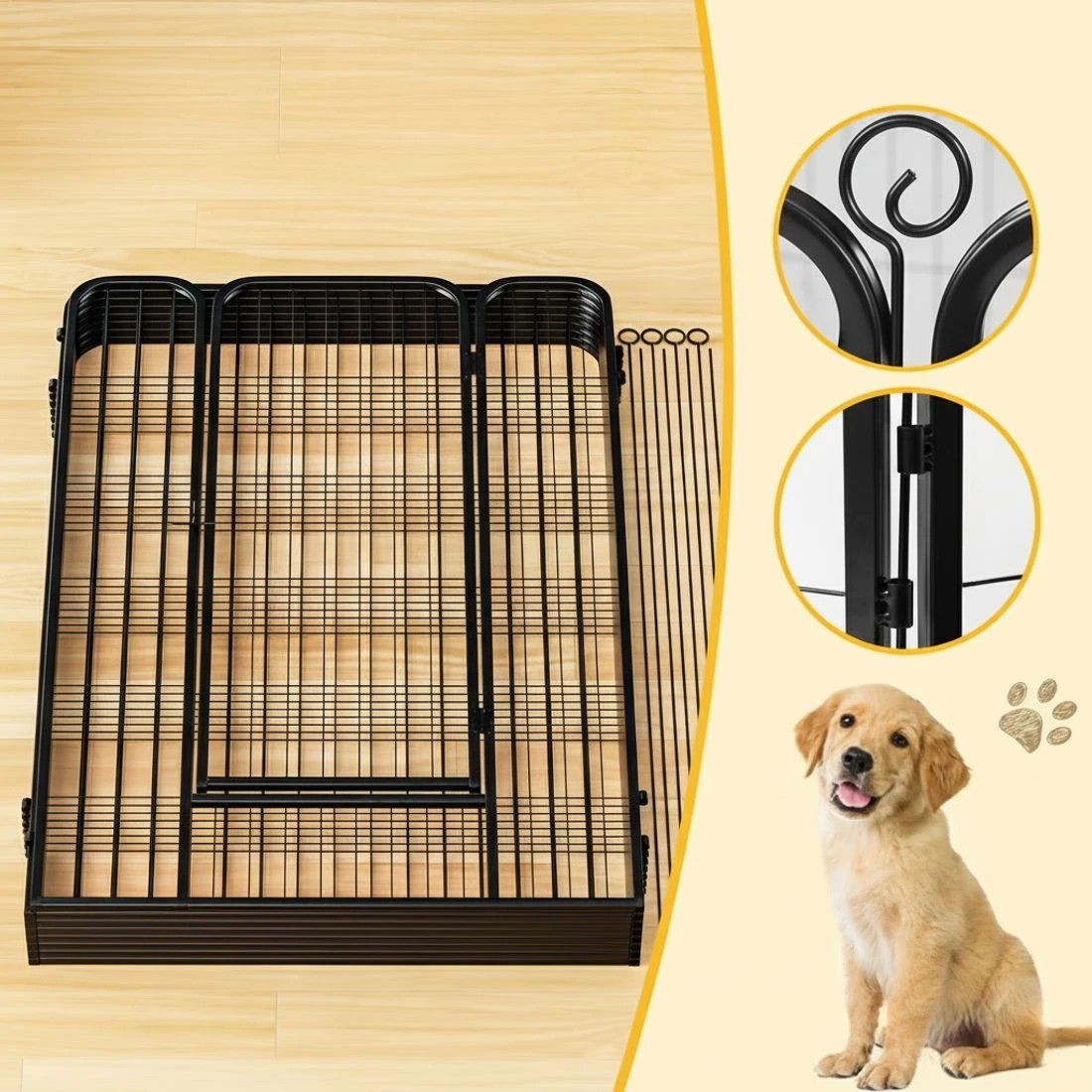 5 i.Pet Pet Dog Playpen 48" Enclosure 8 Panel Cage Kennel Puppy Fence Play Pen - Black, 5 of 5