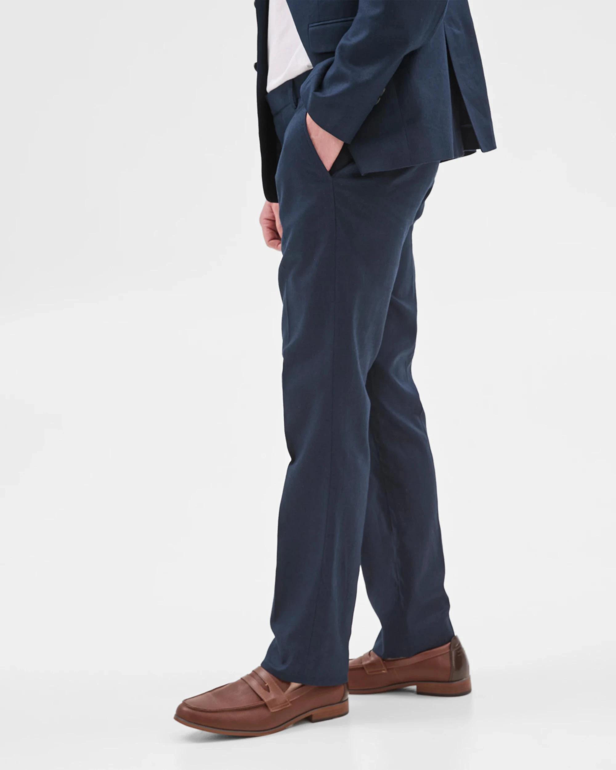 4 European Linen Blend Suit Pants - Preview NAVY, 4 of 6