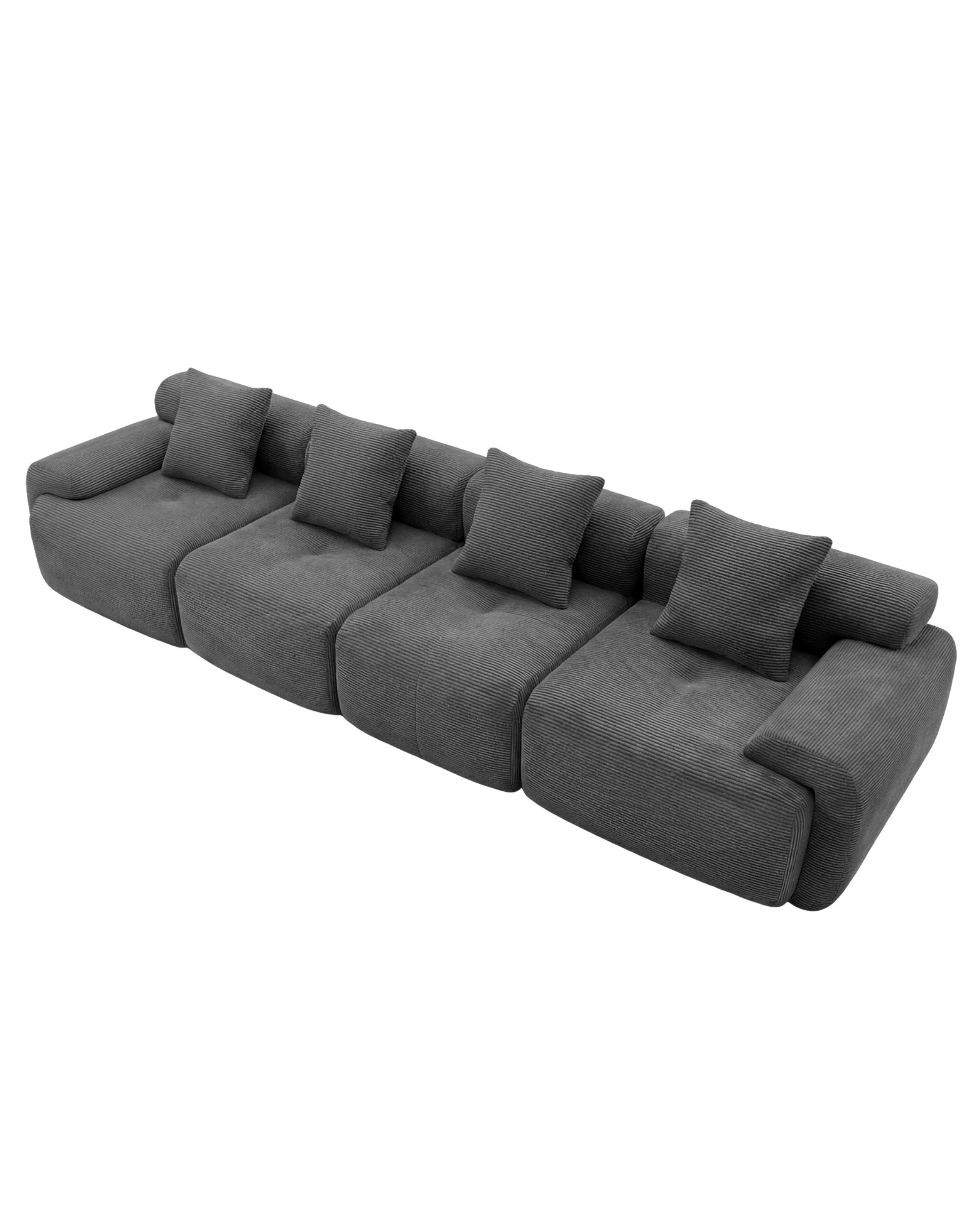 1 Advwin 354cm 4-5 Seater Corduroy Fabric Modular Sectional Sofa - Grey, 1 of 4