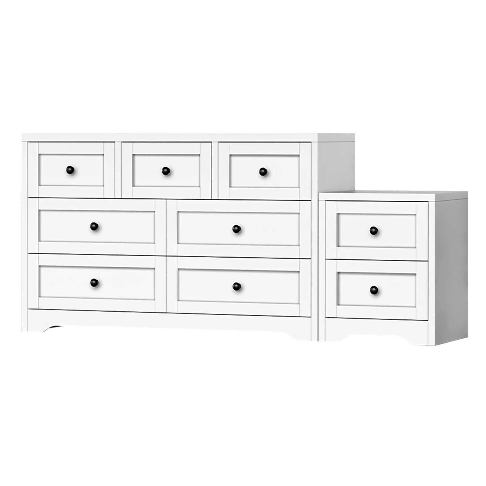 1 Alfordson 7 Chest of Drawers Bedside Table Hamptons Bedroom Storage - White, 1 of 10