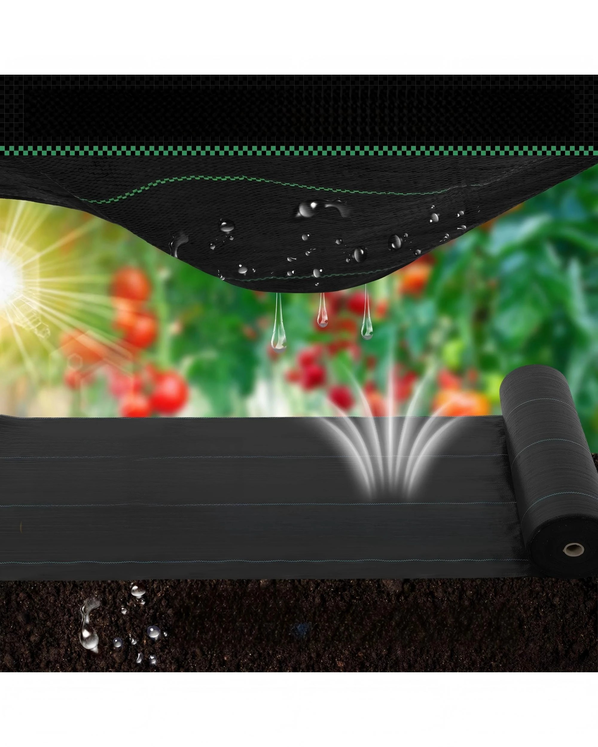 4 Advwin Weed Mat 3.66 x 50m Woven Ground Cover High Permeability & UV Resistant - Black, 4 of 8