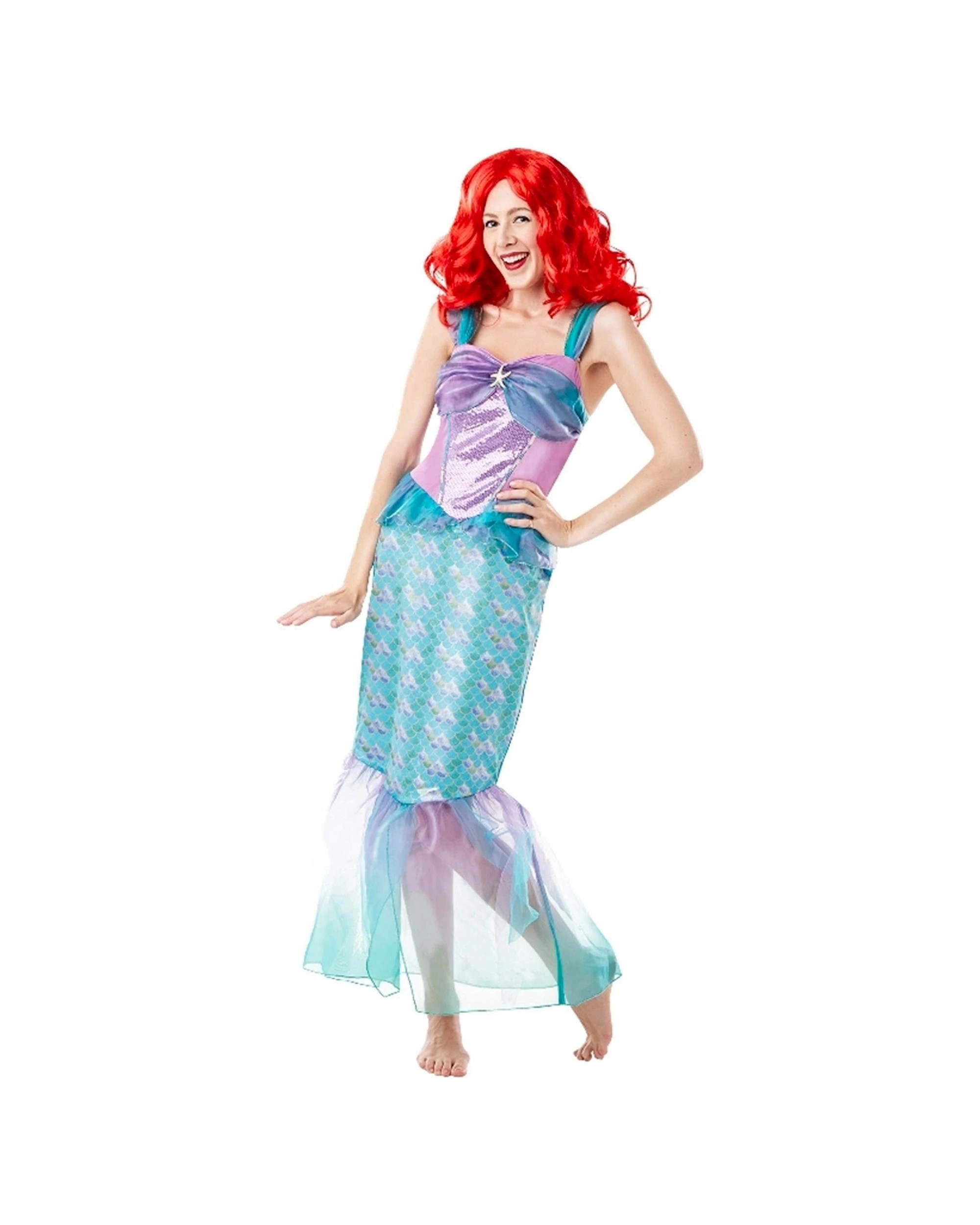 1 Disney Ariel Deluxe Adult Womens Dress Up Costume Size M - Multi, 1 of 3