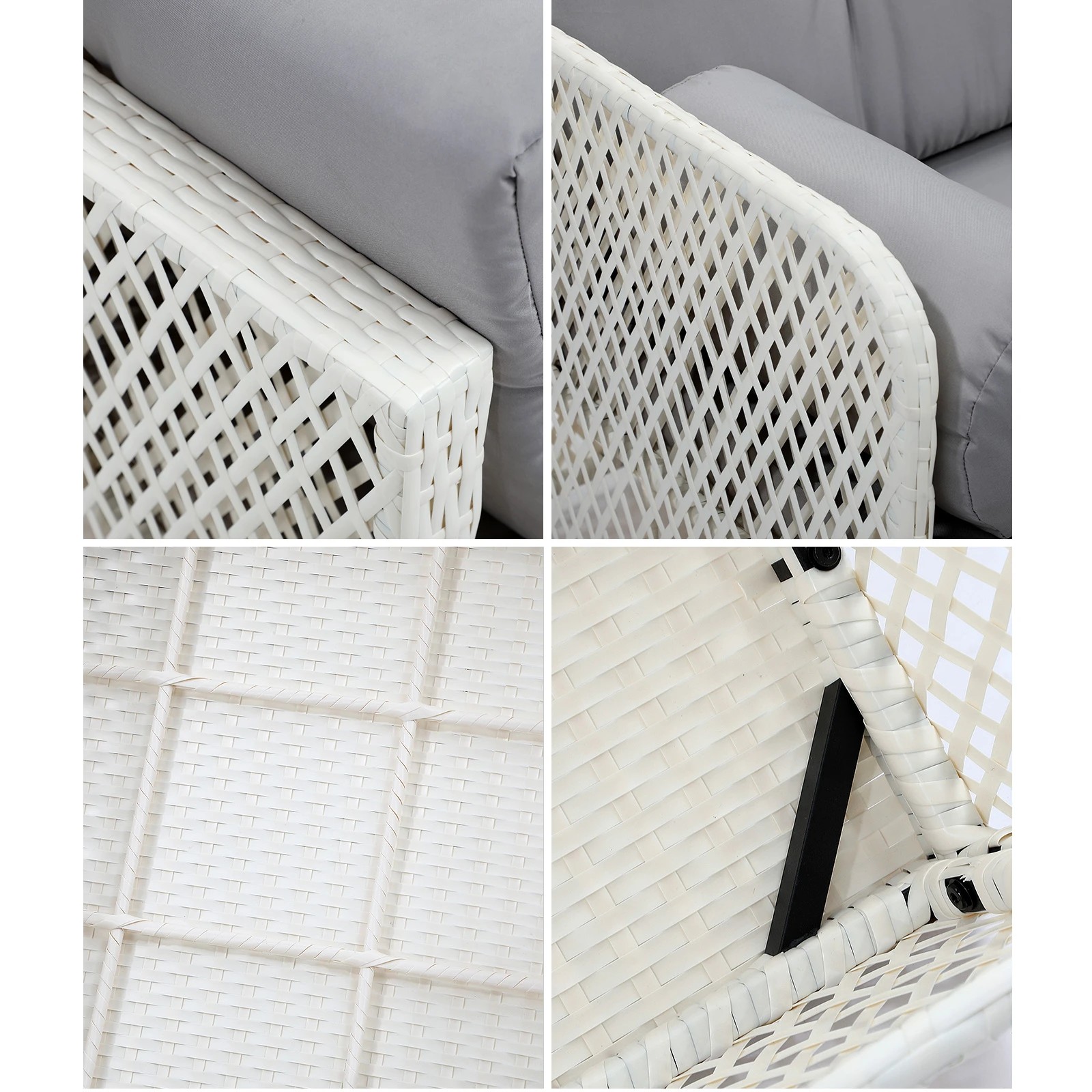 6 Livsip Outdoor Sofa Set 6 Seater Wicker Lounge Setting - White, 6 of 8