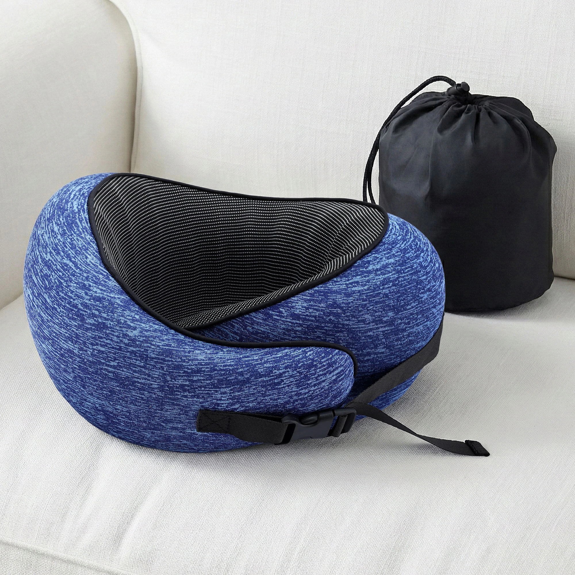 5 Wanderlite Travel Pillows Memory Foam Neck Pillow for Airplane Portable with Bag - Blue, 5 of 5