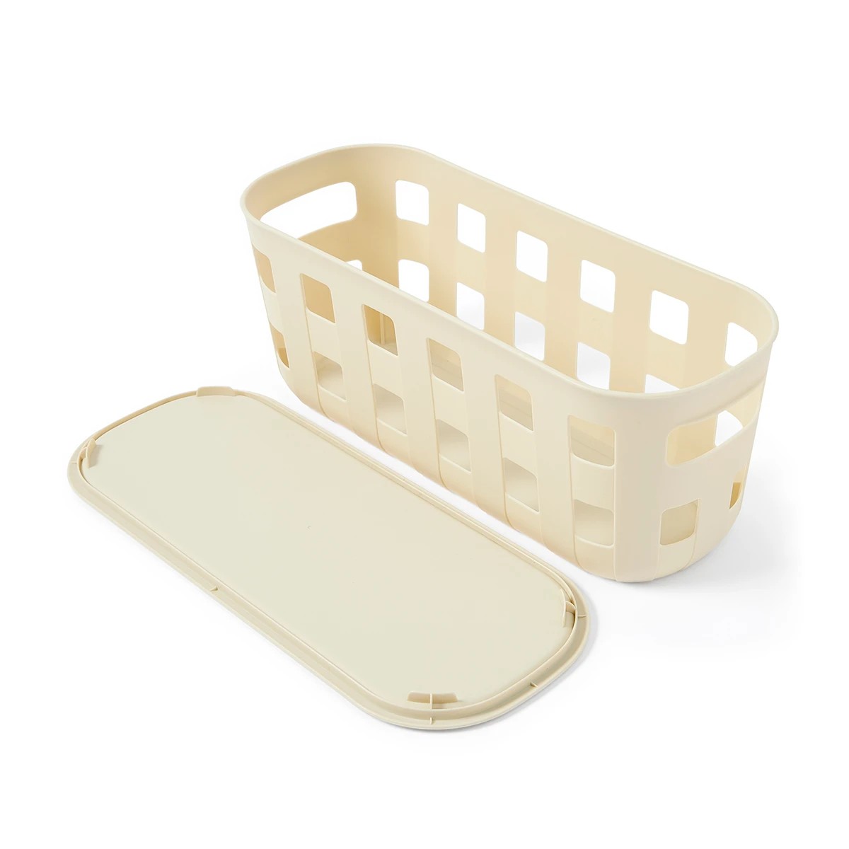5 5.6L Rectangle Trellis Basket with Lid - Beige, 5 of 10