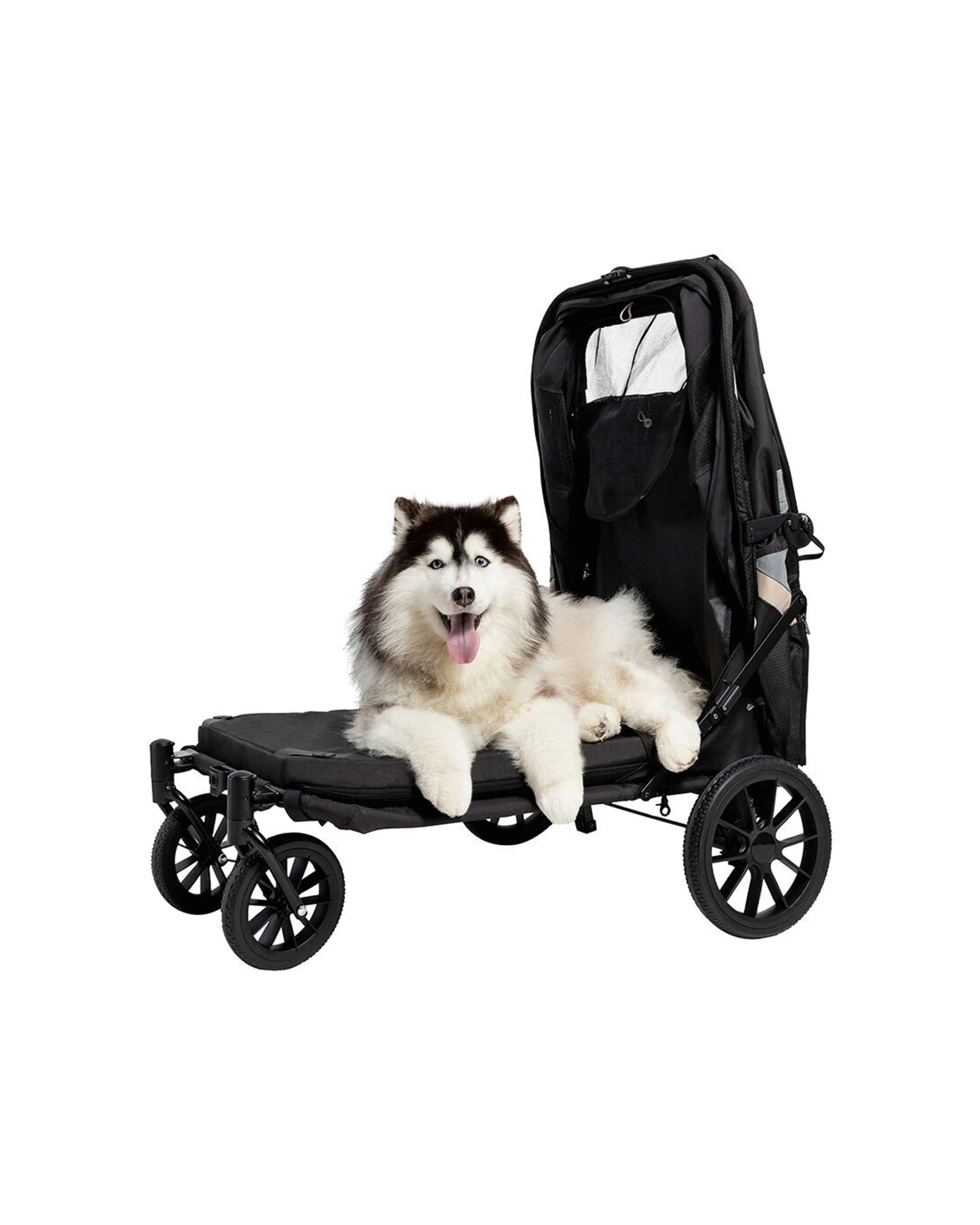 3 Ibiyaya Grand Cruiser Large Dog Stroller Pet Pram Up To 50kg Safety Brakes - Black, 3 of 8