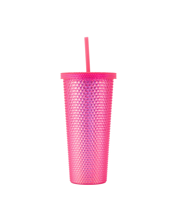 Pink Textured Smoothie Tumbler