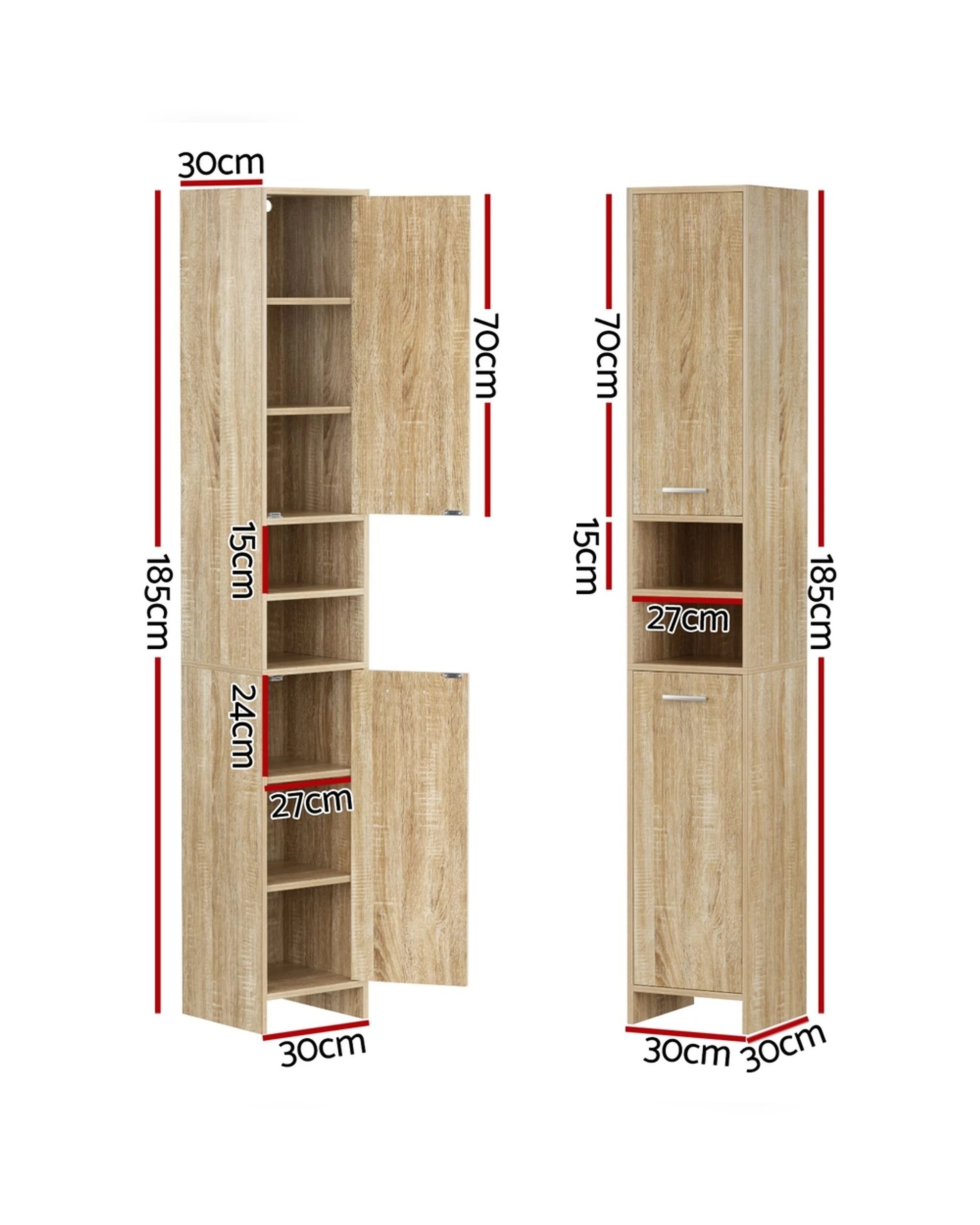 2 Artiss Bathroom Cabinet Storage 185cm
 - Brown, 2 of 3