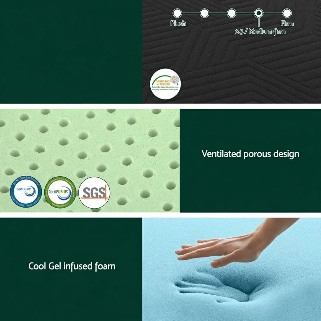 7 Giselle 18cm Memory Foam Mattress Tea Foam Cool Gel Foam Mattresses Double  Double Bed - Double Bed - Black, 7 of 10