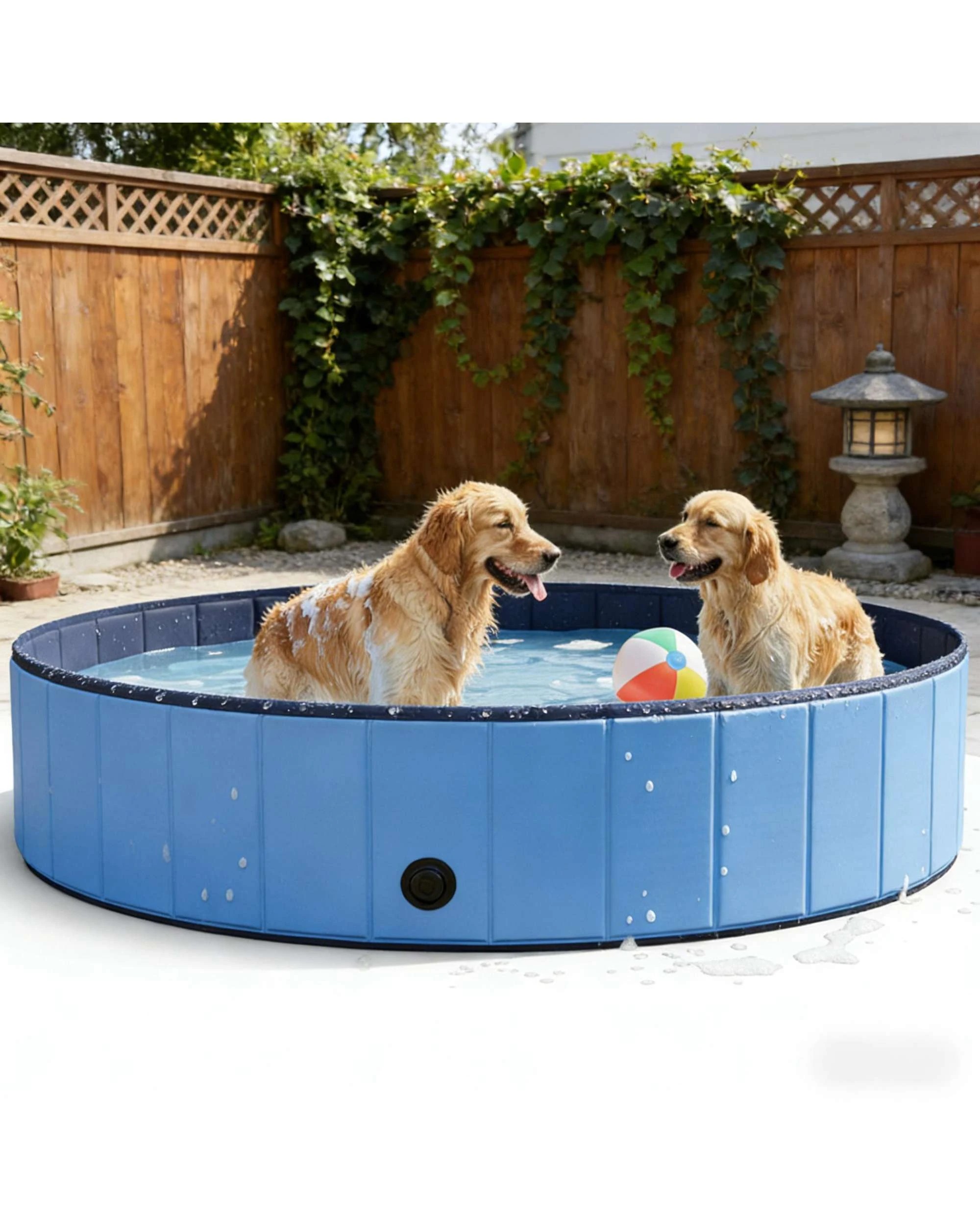 2 Advwin Foldable Dog Pool 160x30cm, Portable PVC Pet Swimming Pool & Bath Tub, 2 of 8