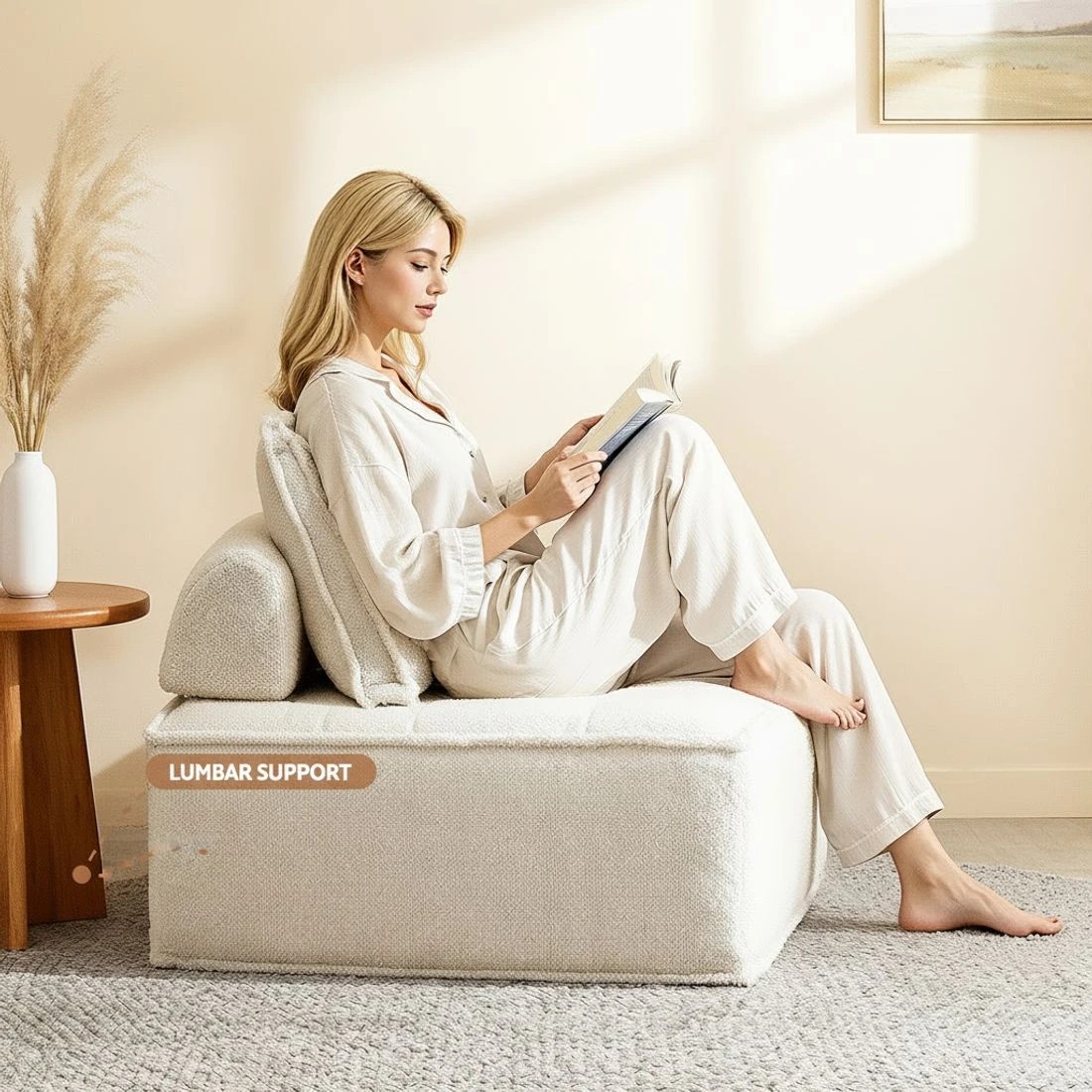 4 Artiss Floor Sofa Lounge Chair 4 Seater with Pillow - White, 4 of 8