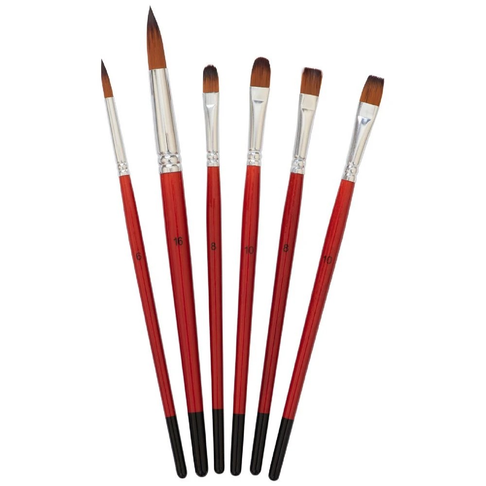 1 Born Taklon Flat Filbert Paintbrush Set 6 Pack, 1 of 2