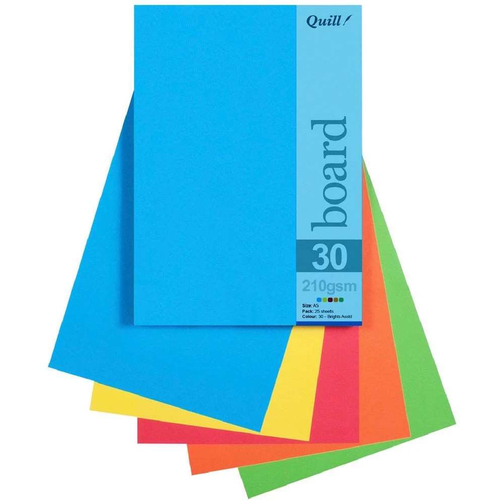 1 Quill A5 210gsm Board Bright Assorted 25 Pack, 1 of 3