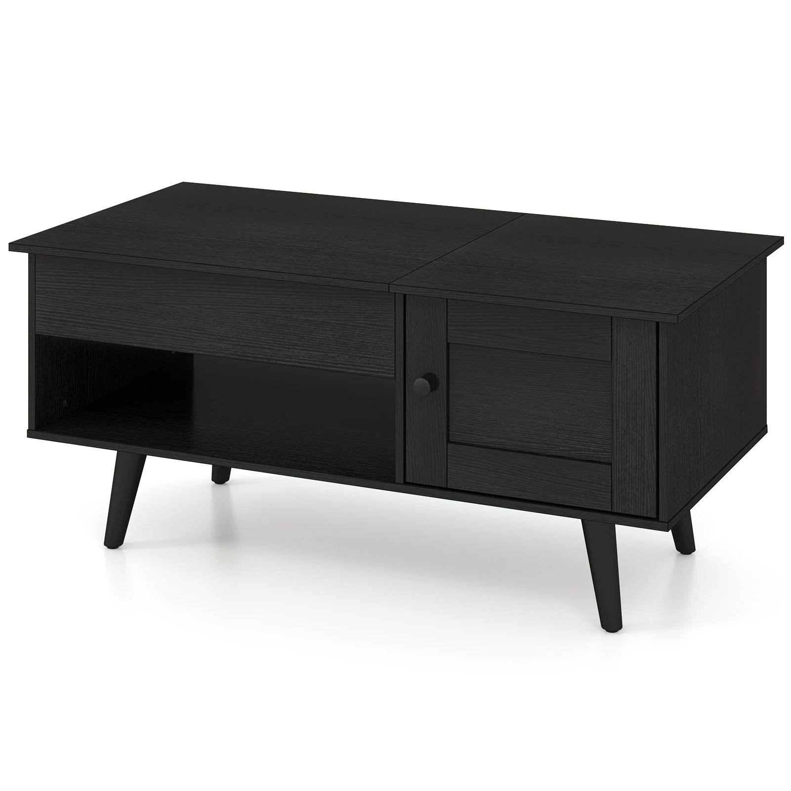 1 Costway Lift-Top Coffe Table Wooden Coffee Table Hidden Storage Cabinet - Black, 1 of 7