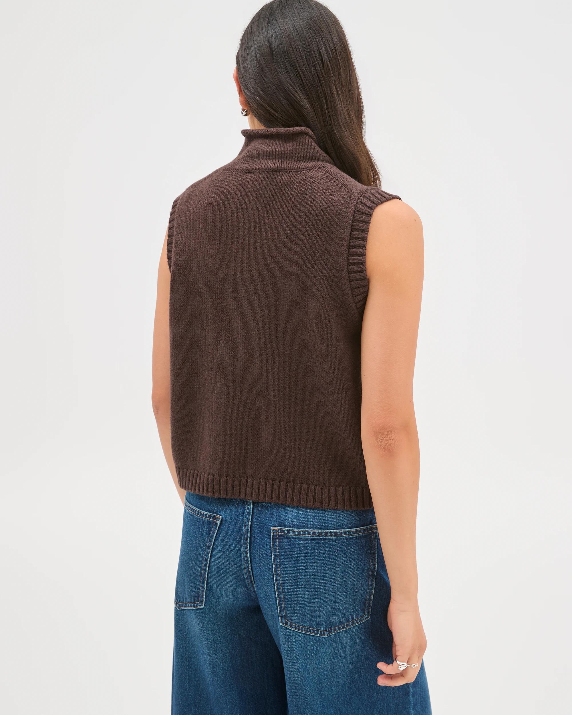 8 Target Woman Australian Cotton Blend High Neck Long Sleeveless Vest BRUNETTE, 8 of 8