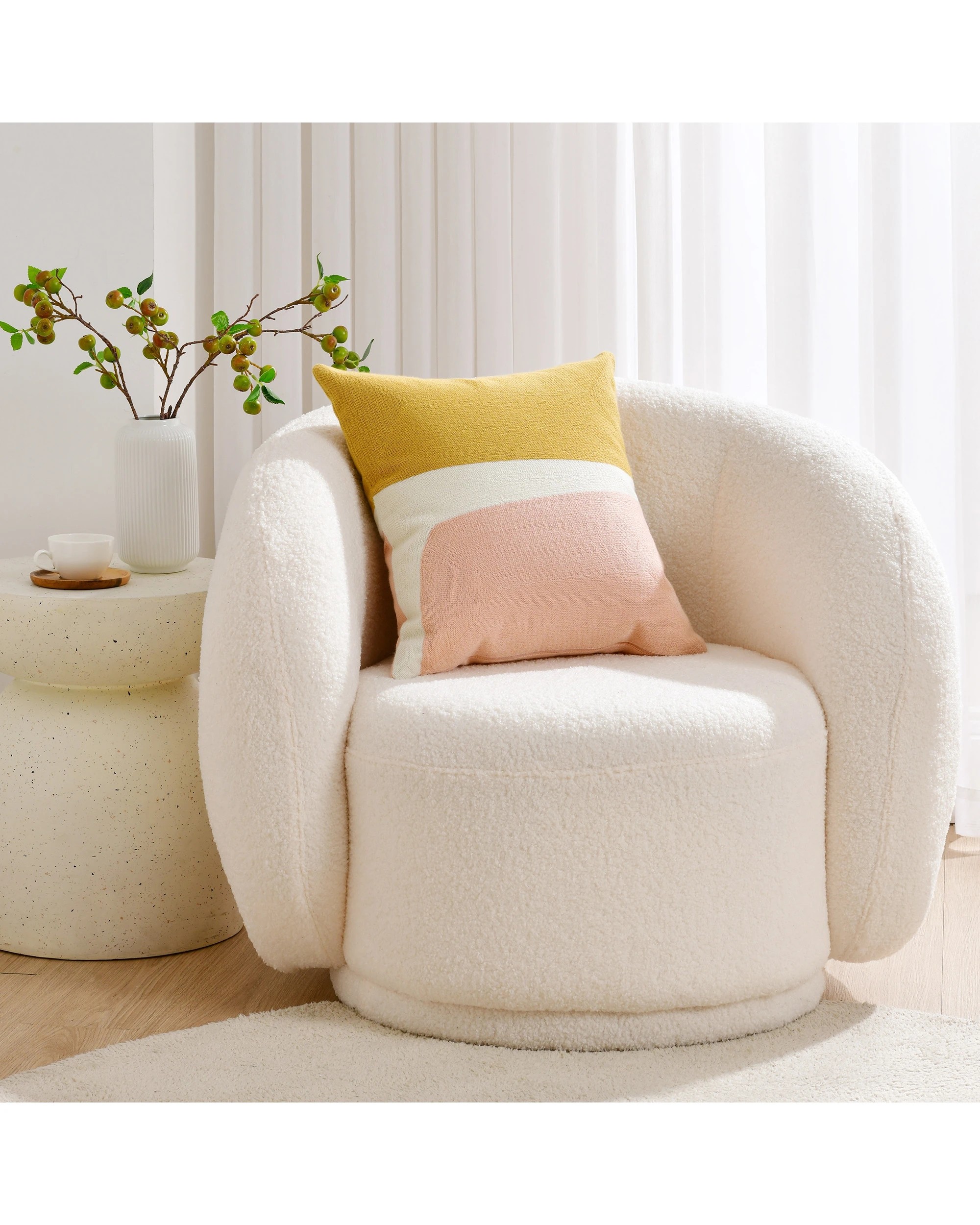 2 Cadence & Co. Lawrence Crewel Embroidered Cushion 45x45cm - Mustard and Pink, 2 of 5