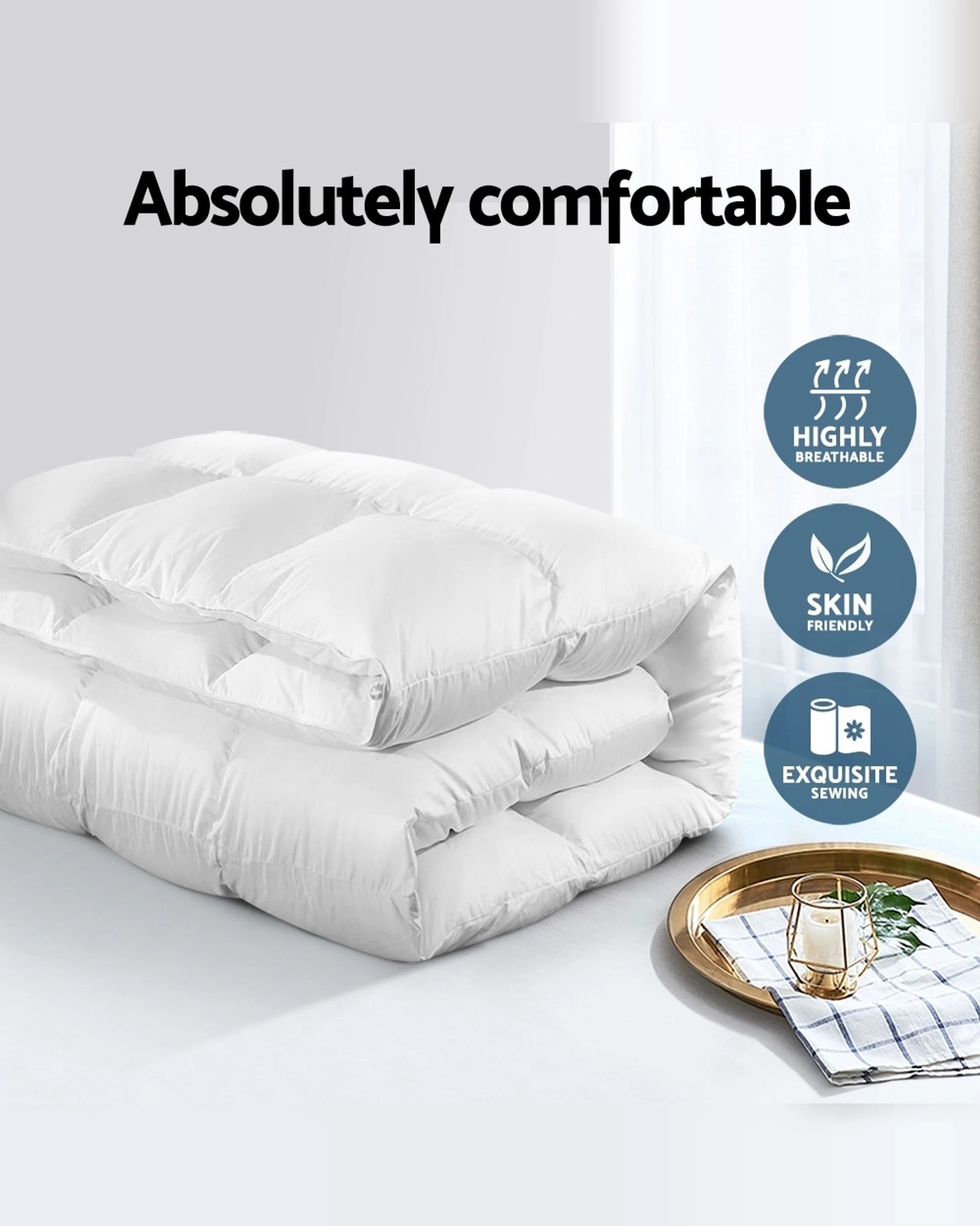 2 Giselle Bedding 500gsm Duck Down Feather Quilt King
 - King Bed
 - White, 2 of 3