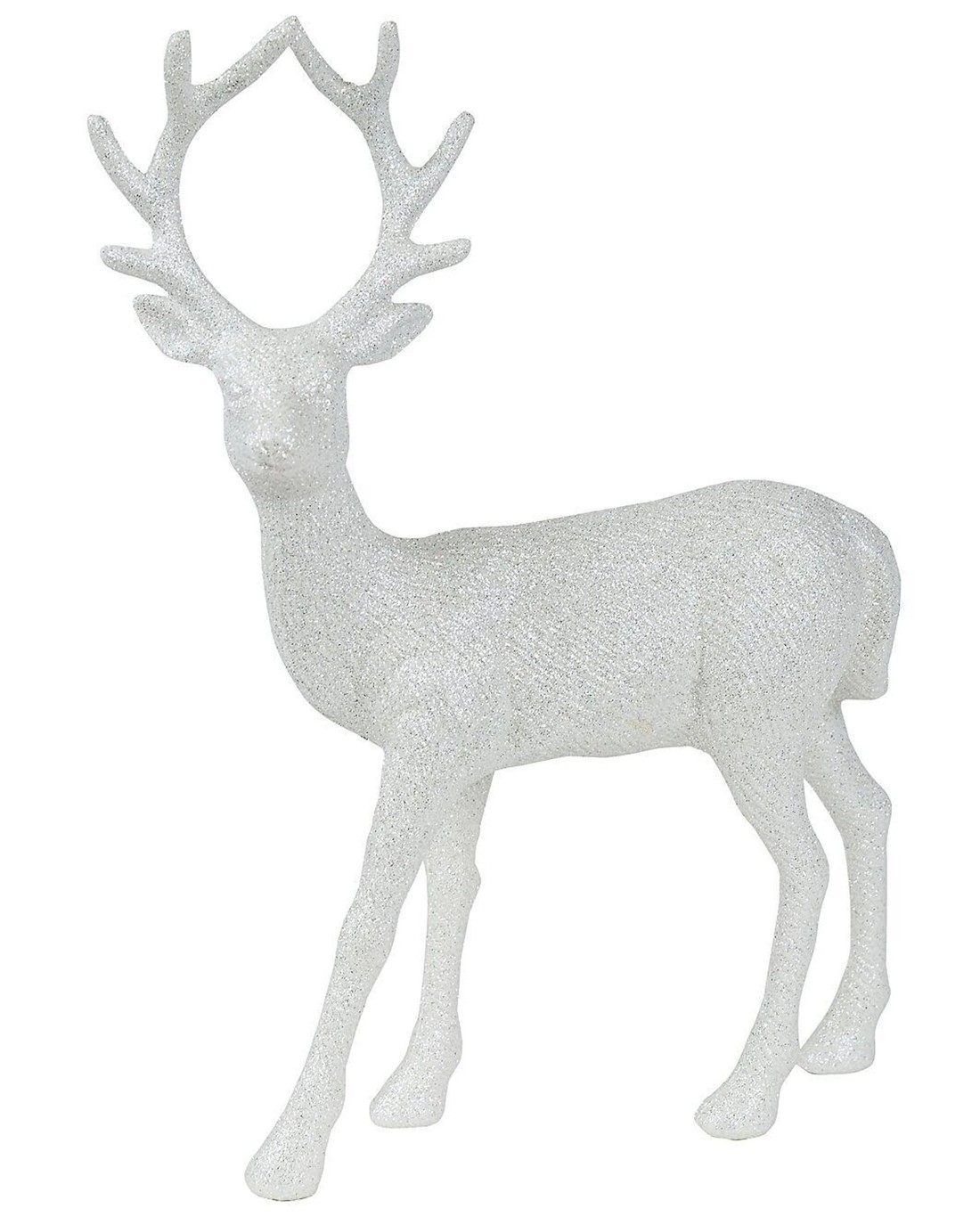 Christmas Warehouse 32cm White & Silver Glitter Standing Reindeer ...