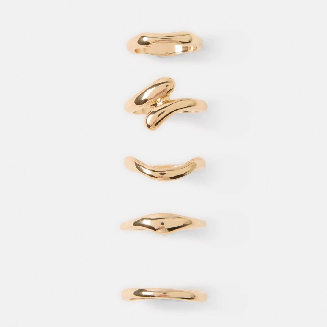 3 5 Pack Teardrop Rings - Gold Tone, 3 of 5