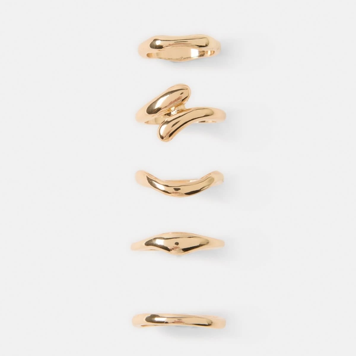 3 5 Pack Teardrop Rings - Gold Tone, 3 of 5
