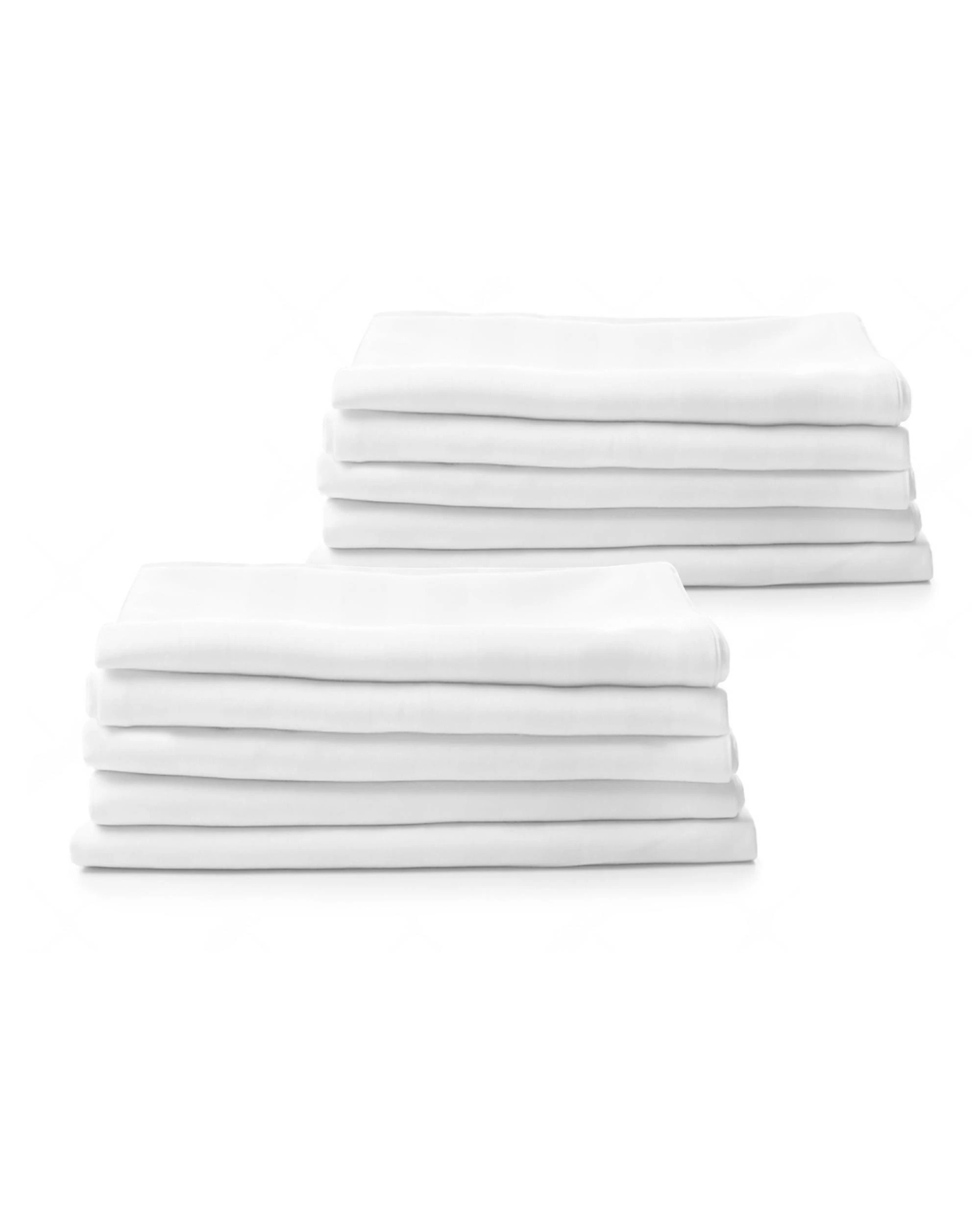 1 ESSN Commercial Cotton Blend Top/Bottom Flat Sheet 10 Pack - King Bed - White, 1 of 4