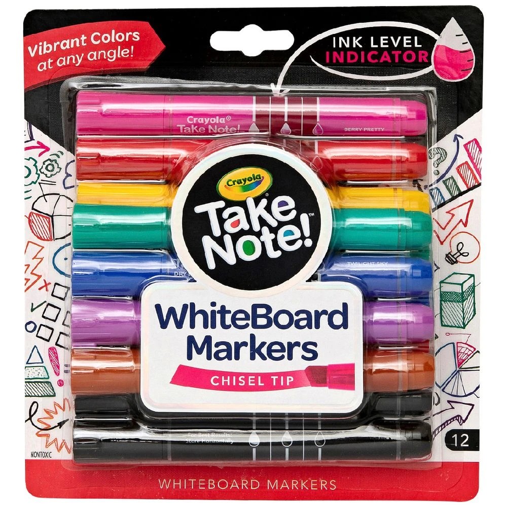 1 Crayola Take Note Whiteboard Markers Chisel Assorted 12 Pack, 1 of 4
