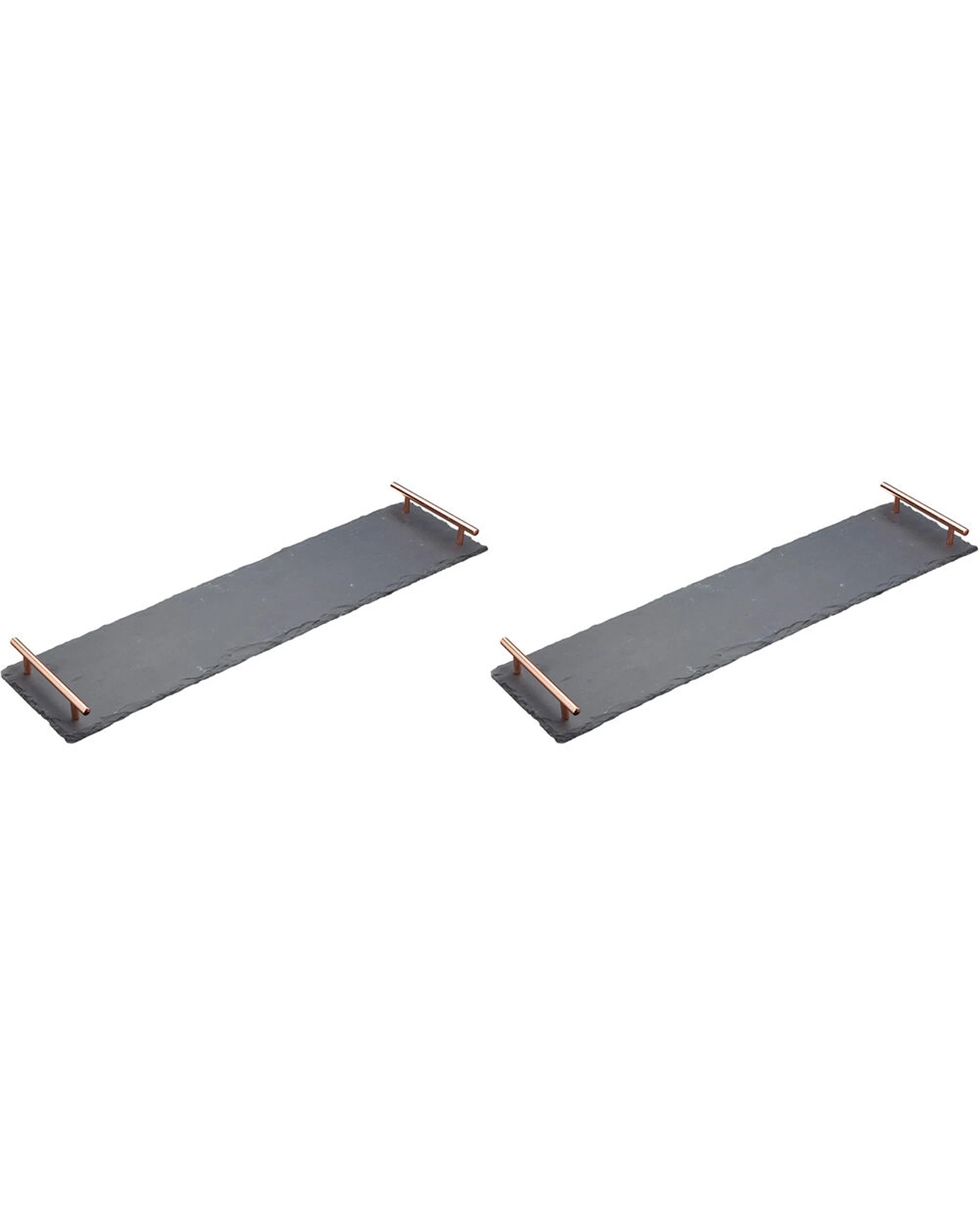 1 Artesa 2PK Rustic Slate Rectangular Serving Platter With Handles - Multi, 1 of 4