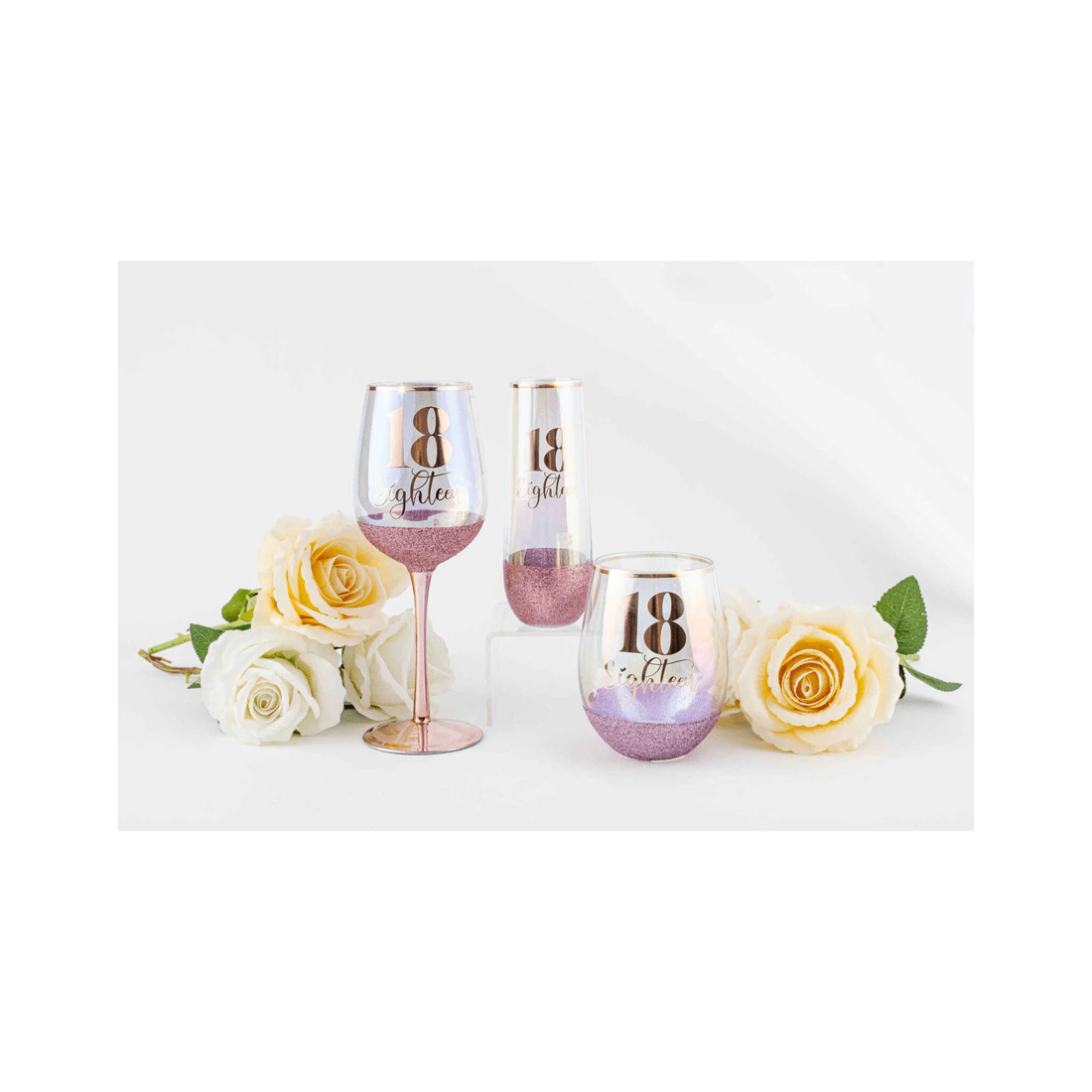 3 18th Pink Glitterati Wine Glass 430ml Drinking Cup Novelty Celebration Glass
 - Pink, 3 of 3