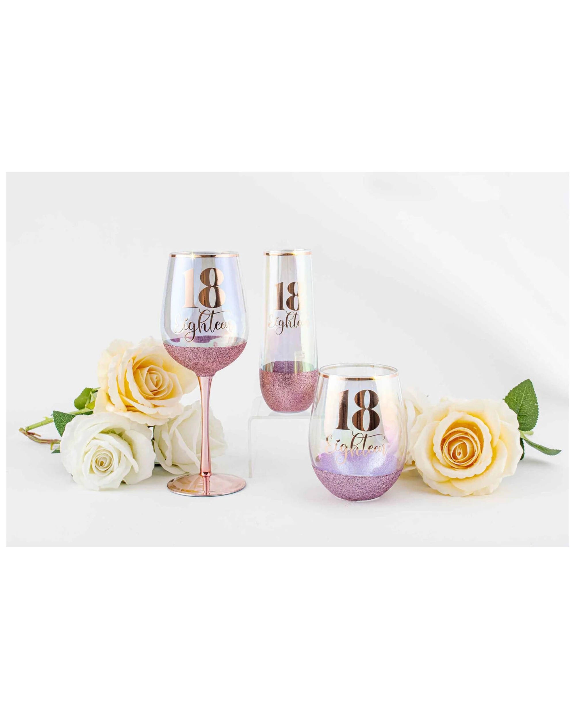 3 18th Pink Glitterati Wine Glass 430ml Drinking Cup Novelty Celebration Glass
 - Pink, 3 of 3